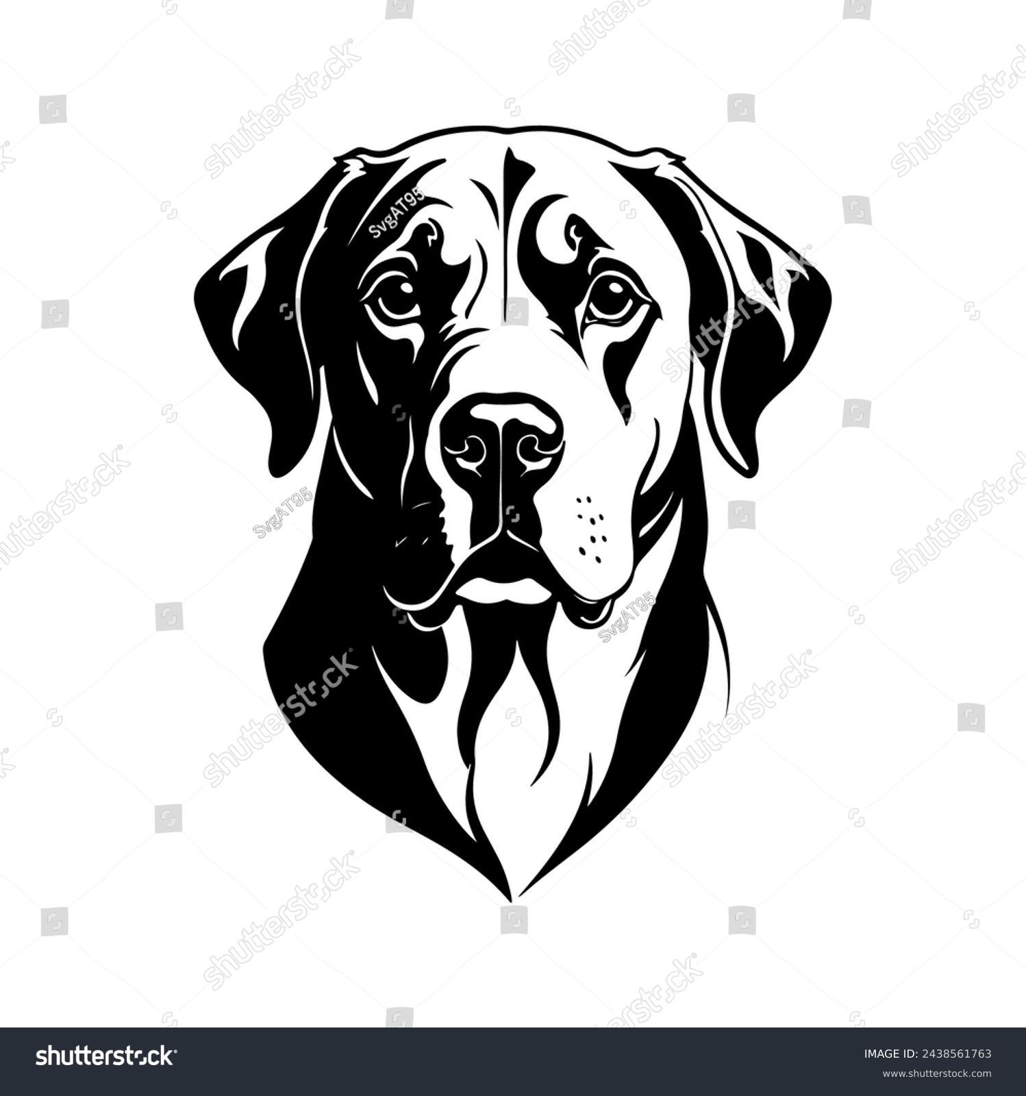 SVG of Portrait of a Great Dane Dog Vector isolated on white background, Dog Silhouettes. svg