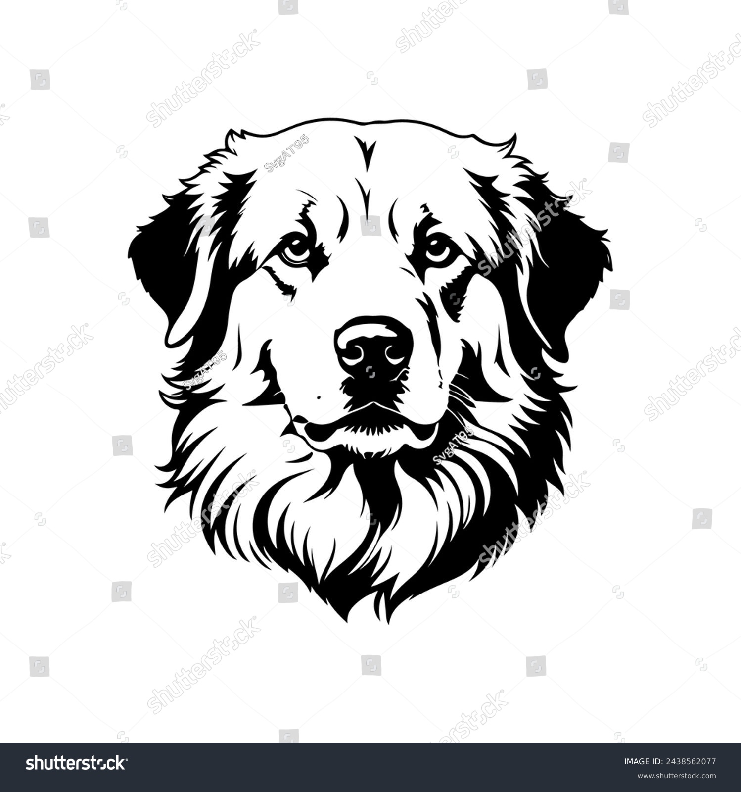 SVG of Portrait of a Great Pyrenees Dog Vector isolated on white background, Dog Silhouettes. svg