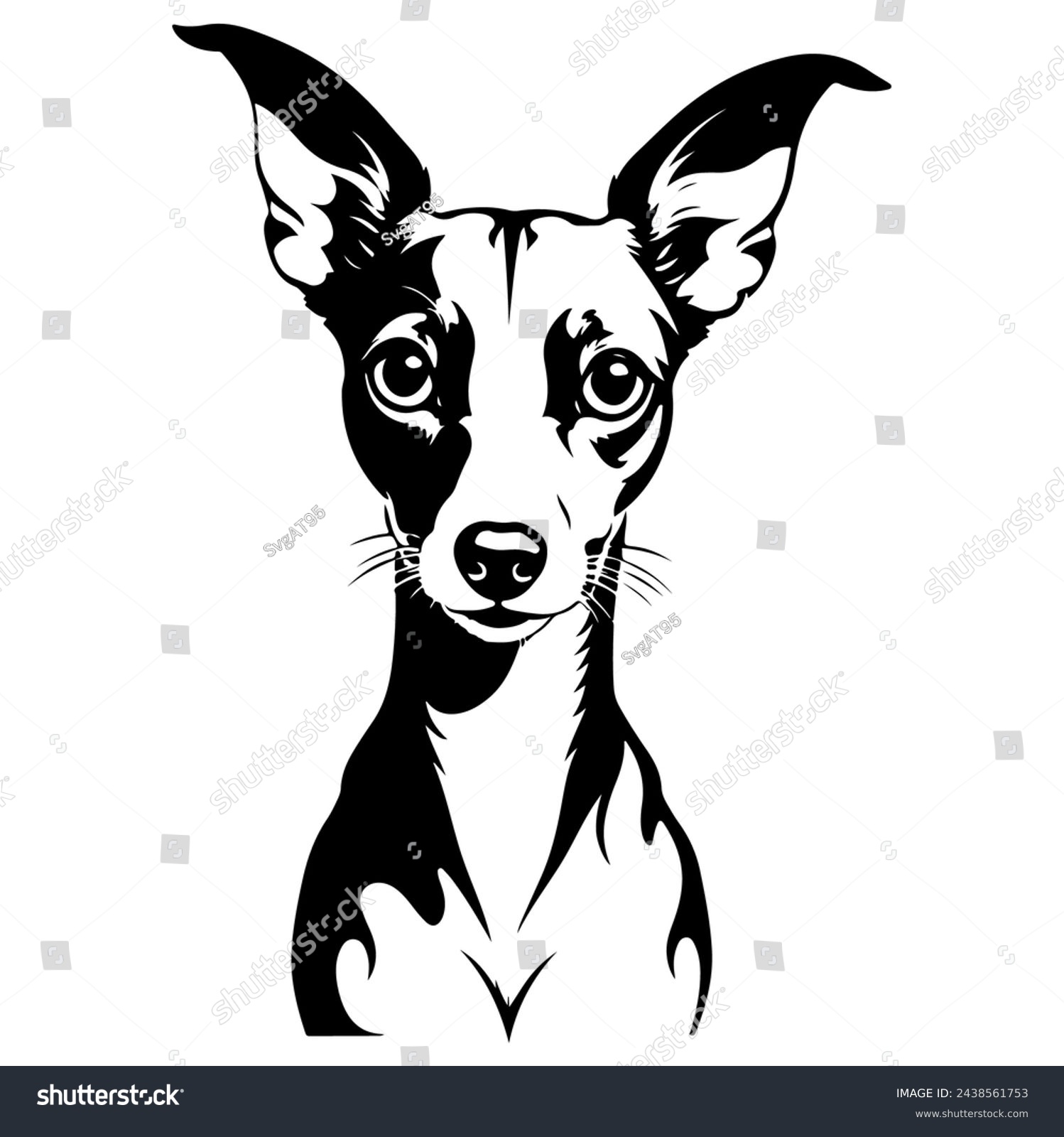SVG of Portrait of a Italian Greyhound Dog Vector isolated on white background, Dog Silhouettes. svg
