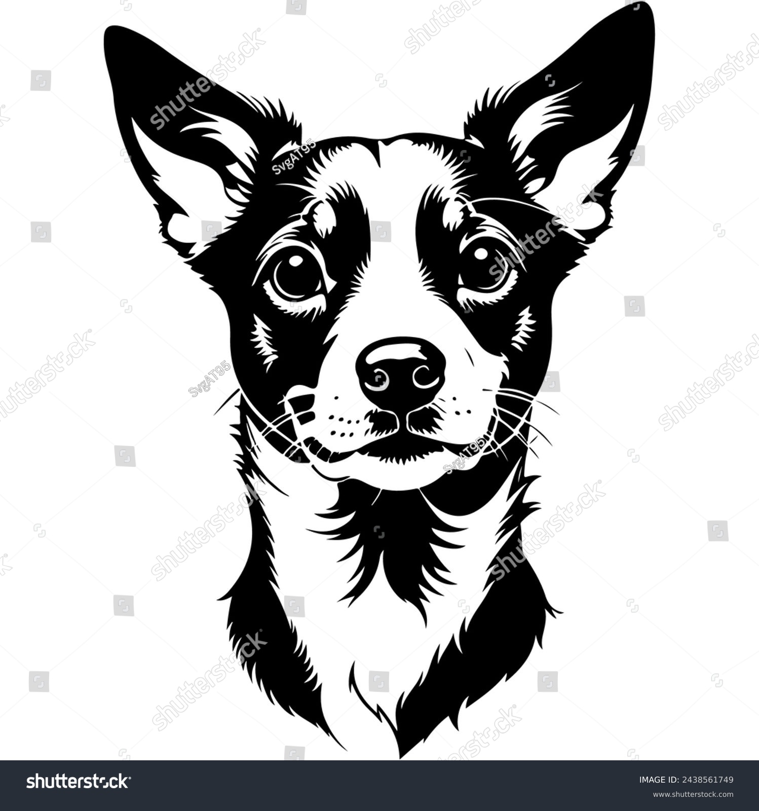 SVG of Portrait of a Jack Russell Dog Vector isolated on white background, Dog Silhouettes. svg