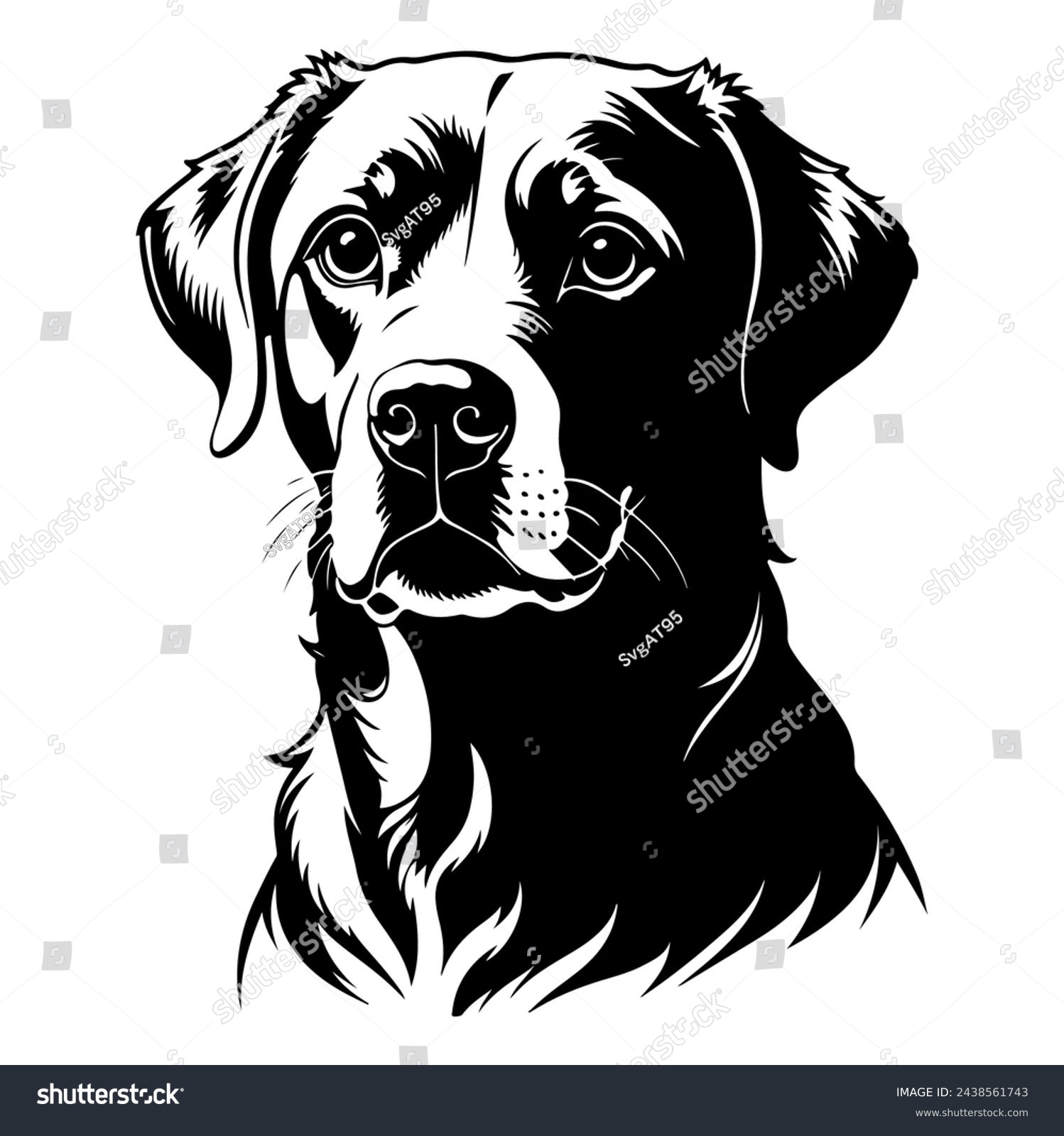SVG of Portrait of a Labrador Retriever Dog Vector isolated on white background, Dog Silhouettes. svg