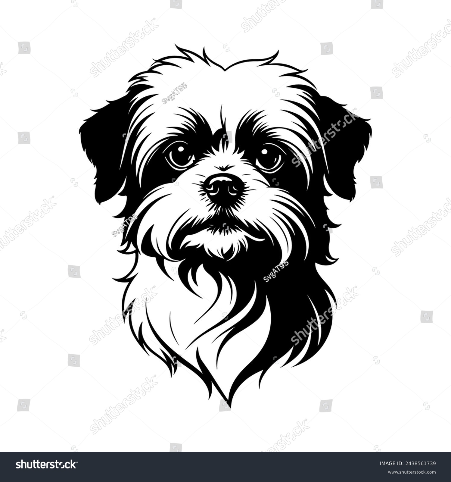 SVG of Portrait of a Maltese Dog Vector isolated on white background, Dog Silhouettes. svg