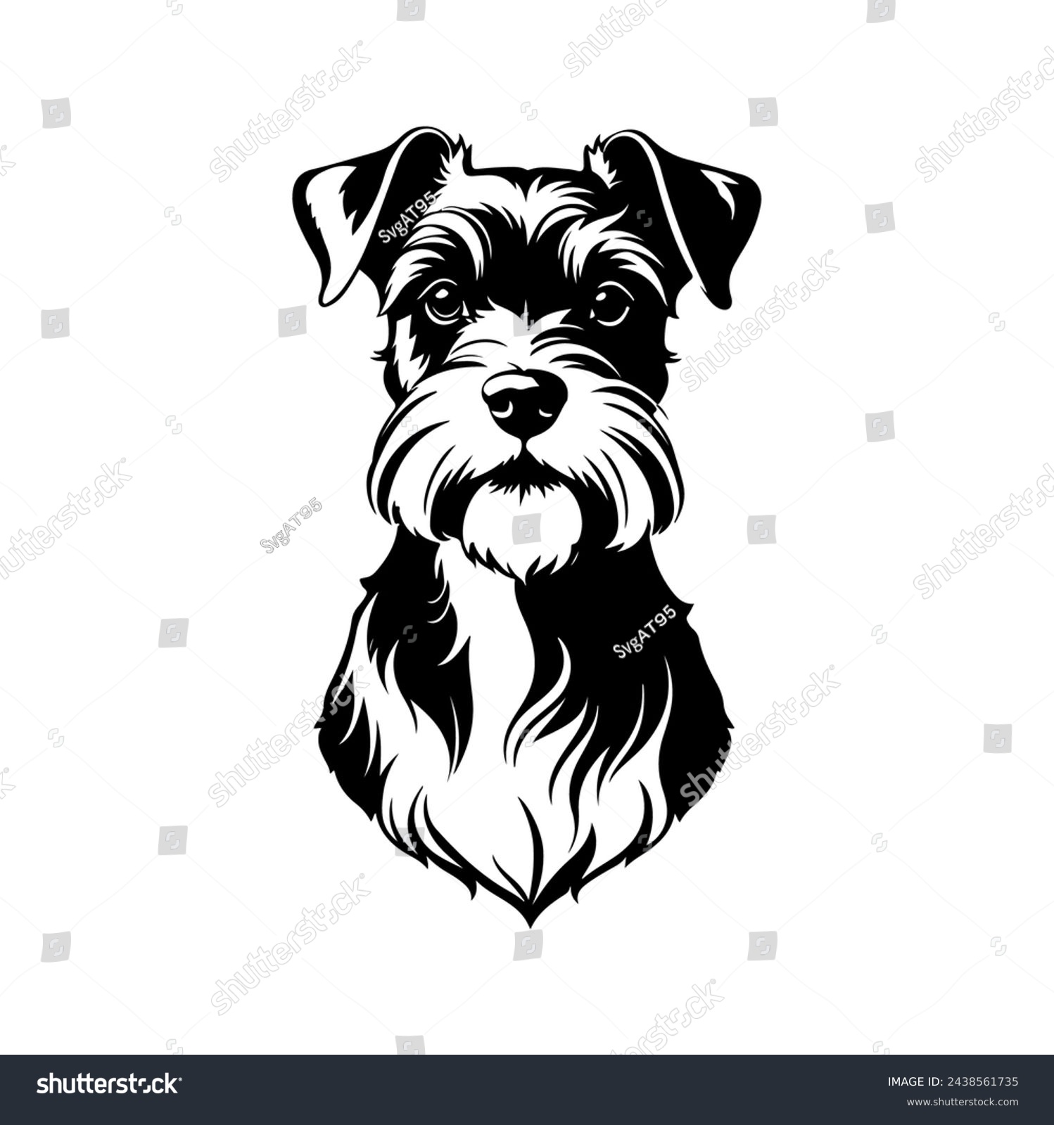 SVG of Portrait of a Miniature Schnauzer Dog Vector isolated on white background, Dog Silhouettes. svg