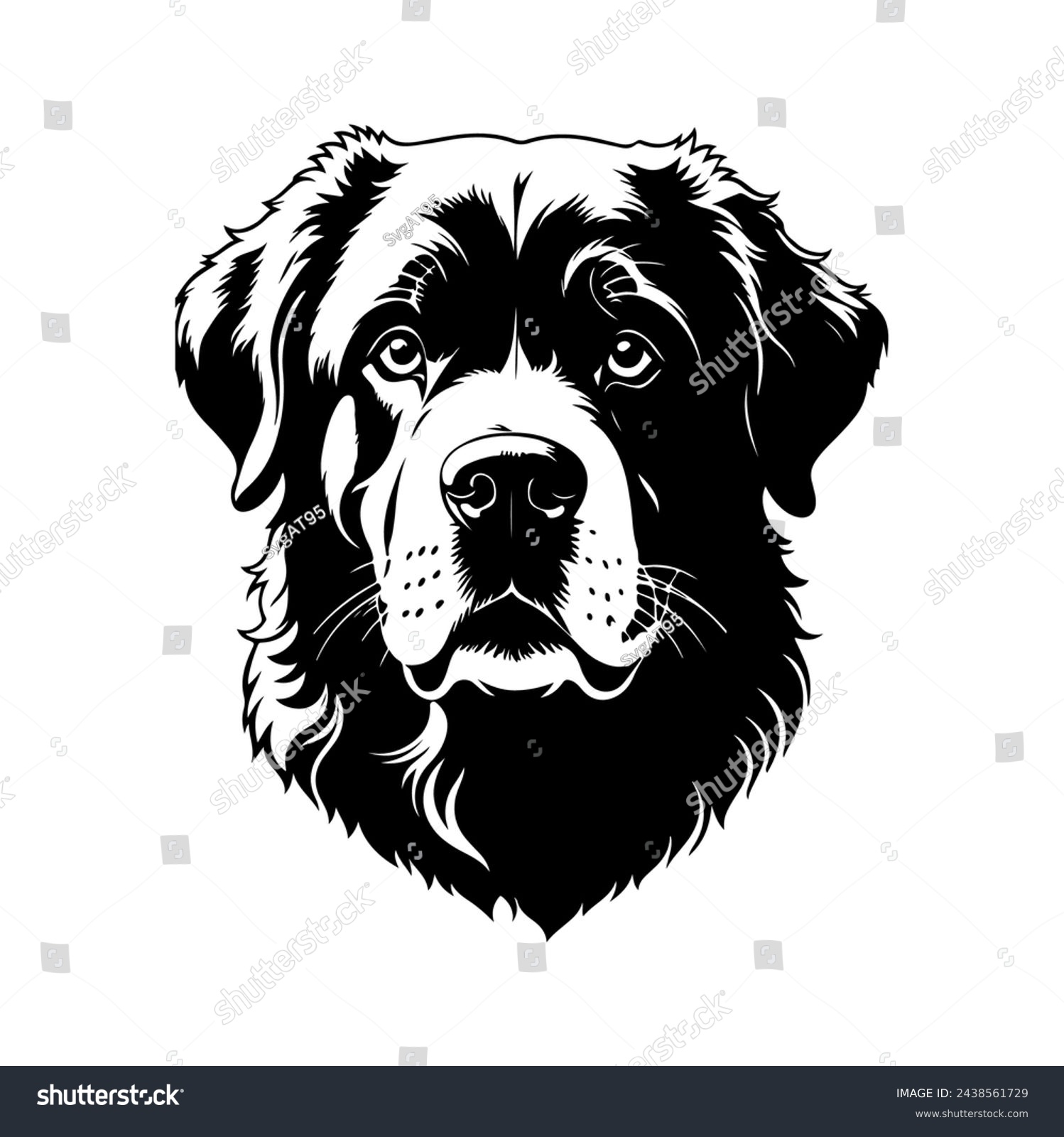 SVG of Portrait of a Newfoundland Dog Vector isolated on white background, Dog Silhouettes. svg