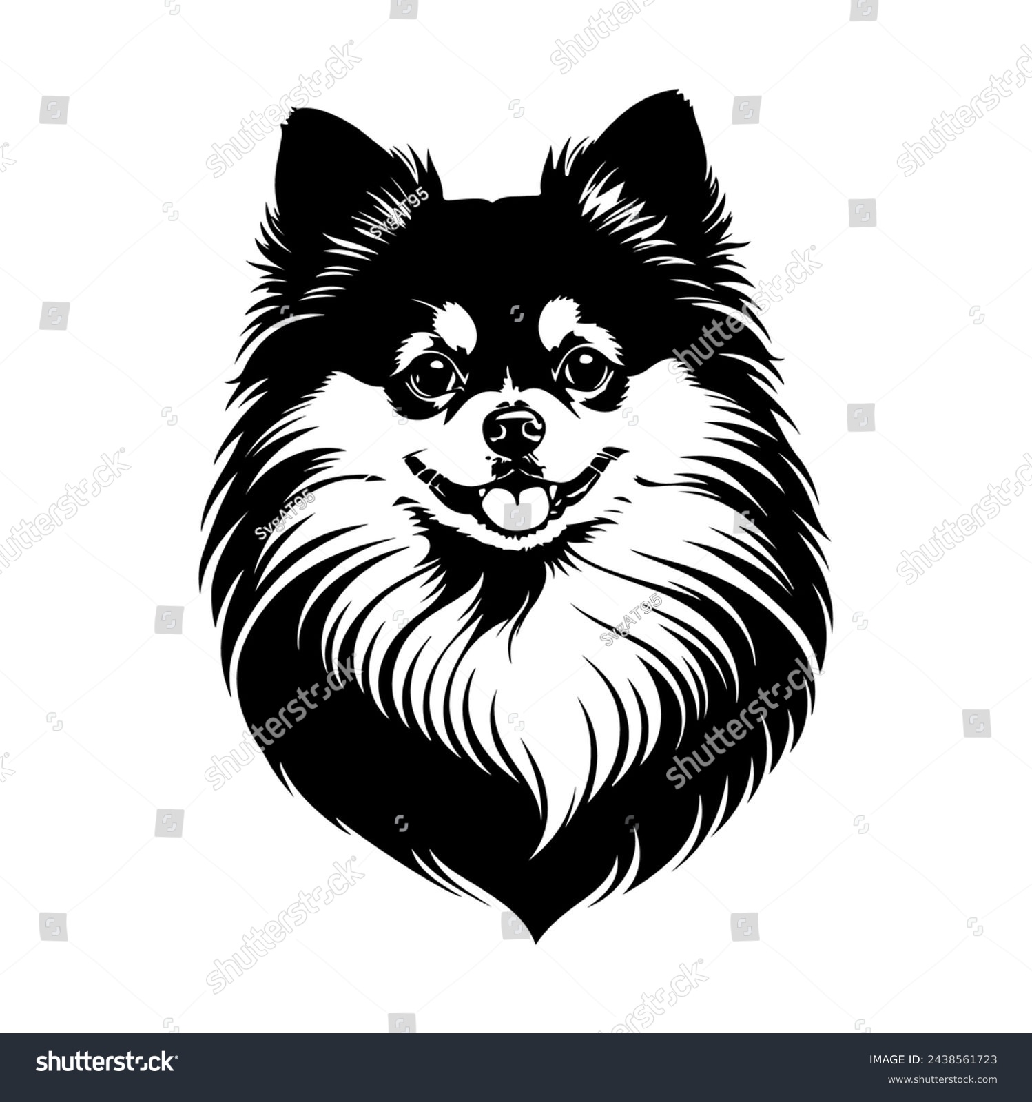 SVG of Portrait of a Pomeranian Dog Vector isolated on white background, Dog Silhouettes. svg