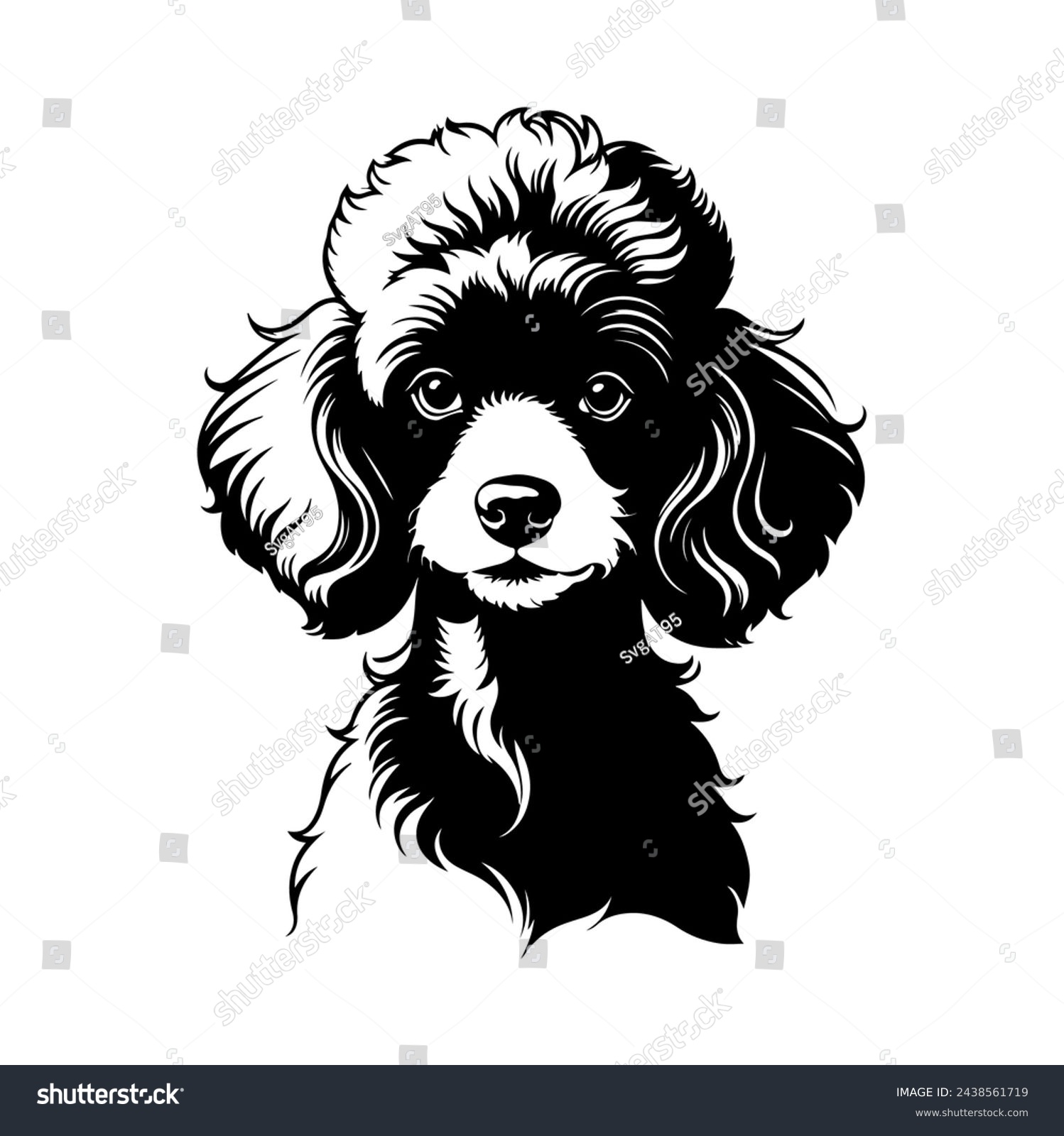 SVG of Portrait of a Poodle Dog Vector isolated on white background, Dog Silhouettes. svg