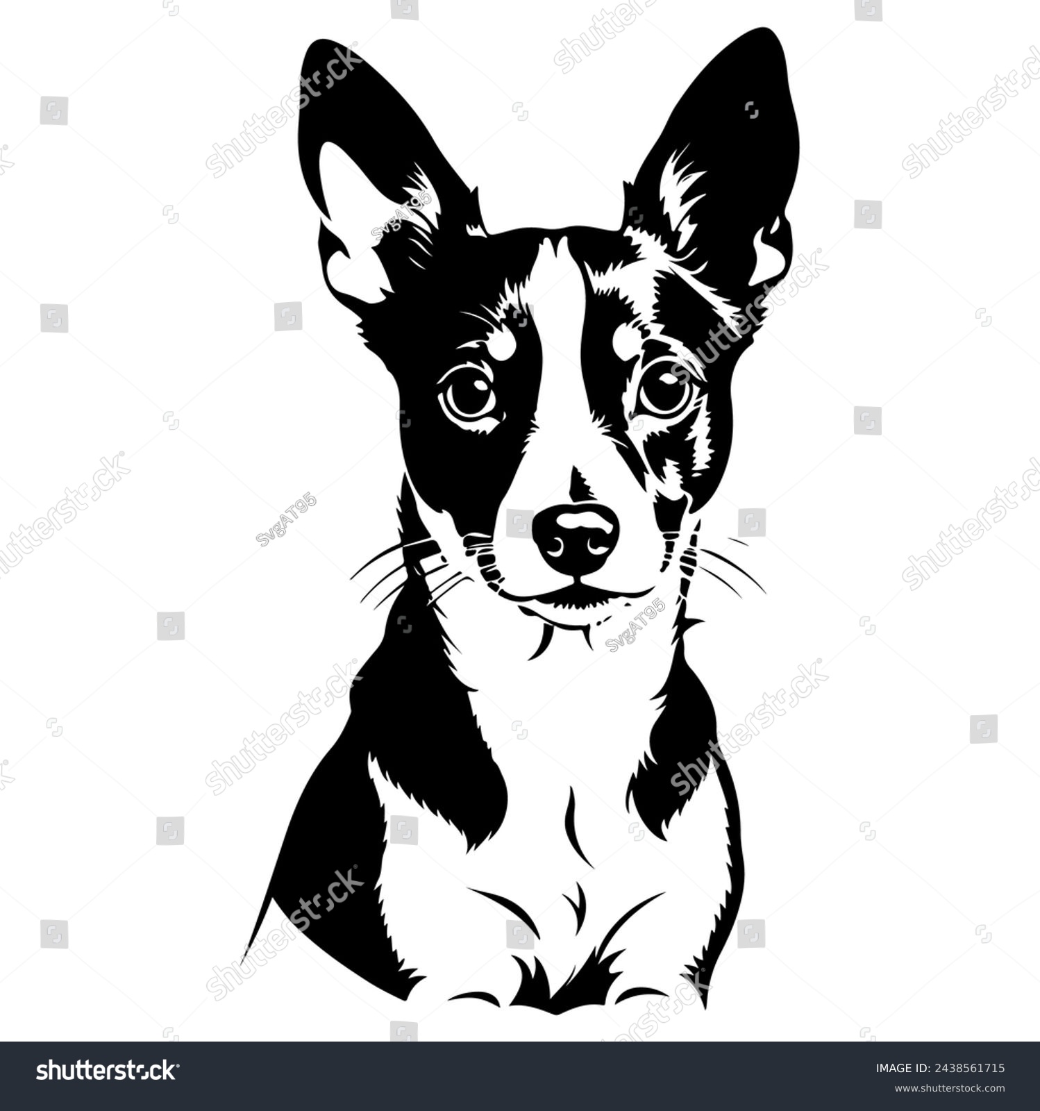 SVG of Portrait of a Rat Terrier Dog Vector isolated on white background, Dog Silhouettes. svg