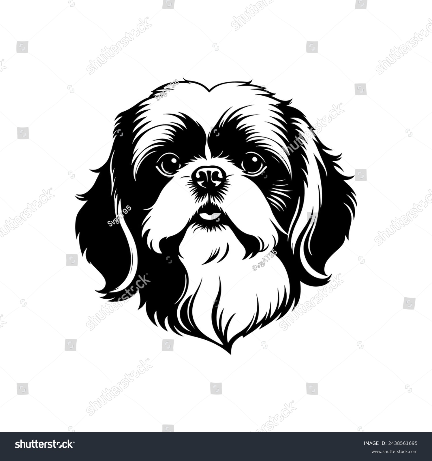 SVG of Portrait of a Shih Tzu Dog Vector isolated on white background, Dog Silhouettes. svg