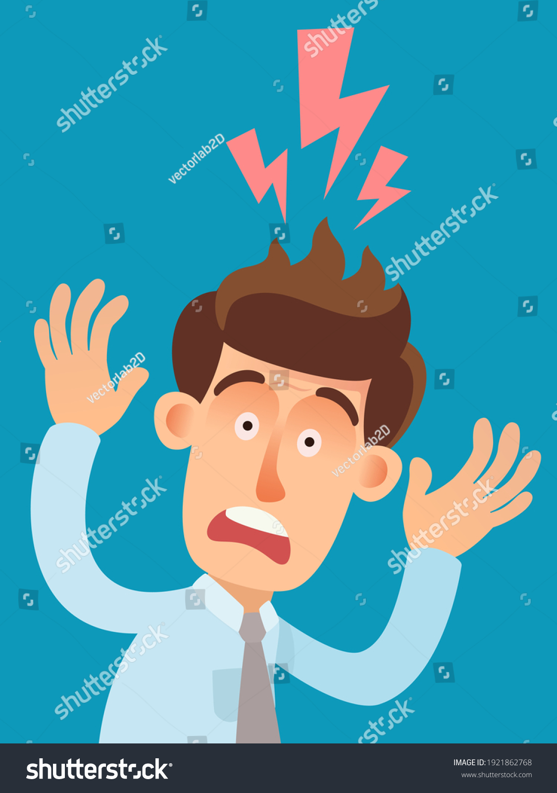 Portrait Shocked Frightened Man Negative Reaction Stock Vector (Royalty ...