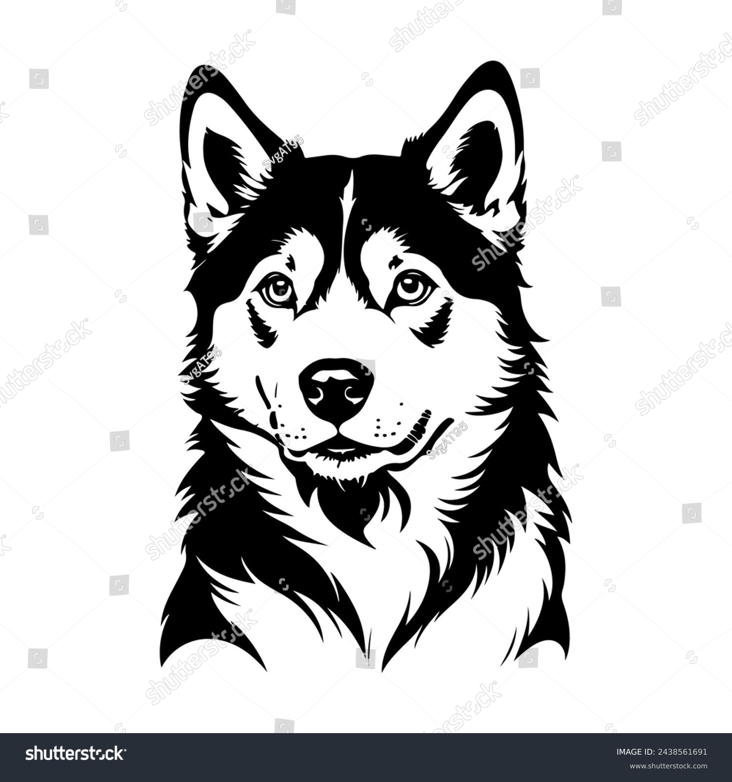 SVG of Portrait of a Siberian Husky Dog Vector isolated on white background, Dog Silhouettes. svg