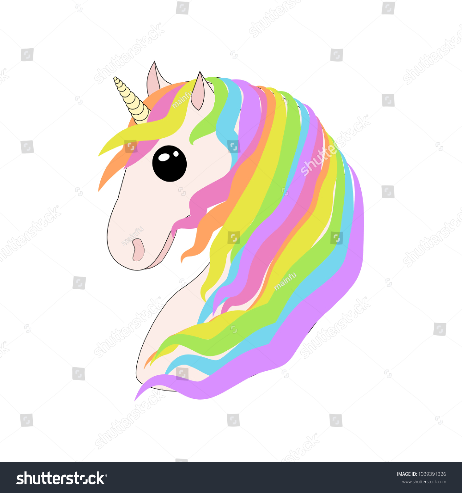 Portrait Unicorn Rainbowcolored Hair Side View Stock Vector (Royalty ...