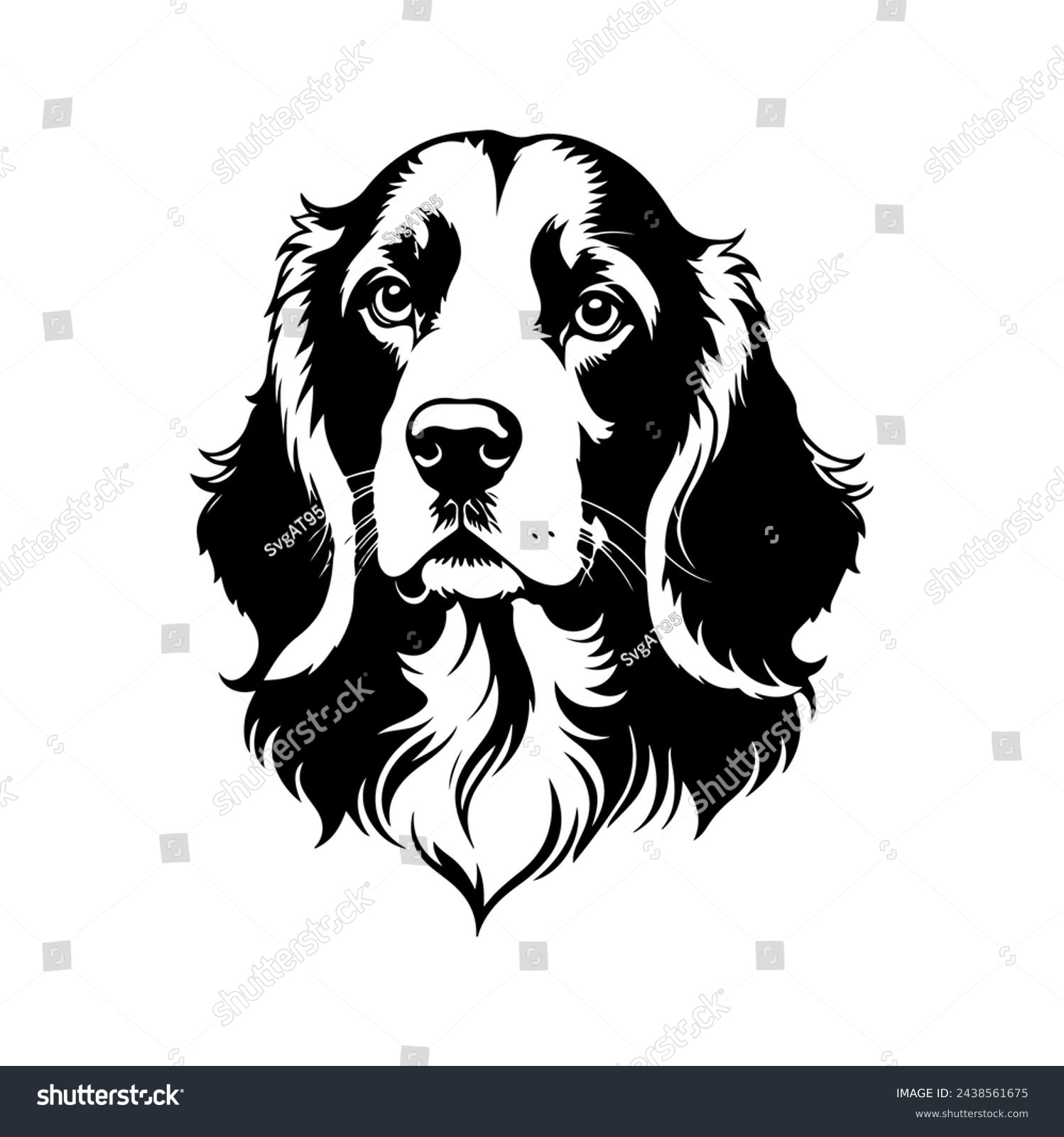 SVG of Portrait of a Welsh Springer Spaniel Dog Vector isolated on white background, Dog Silhouettes. svg