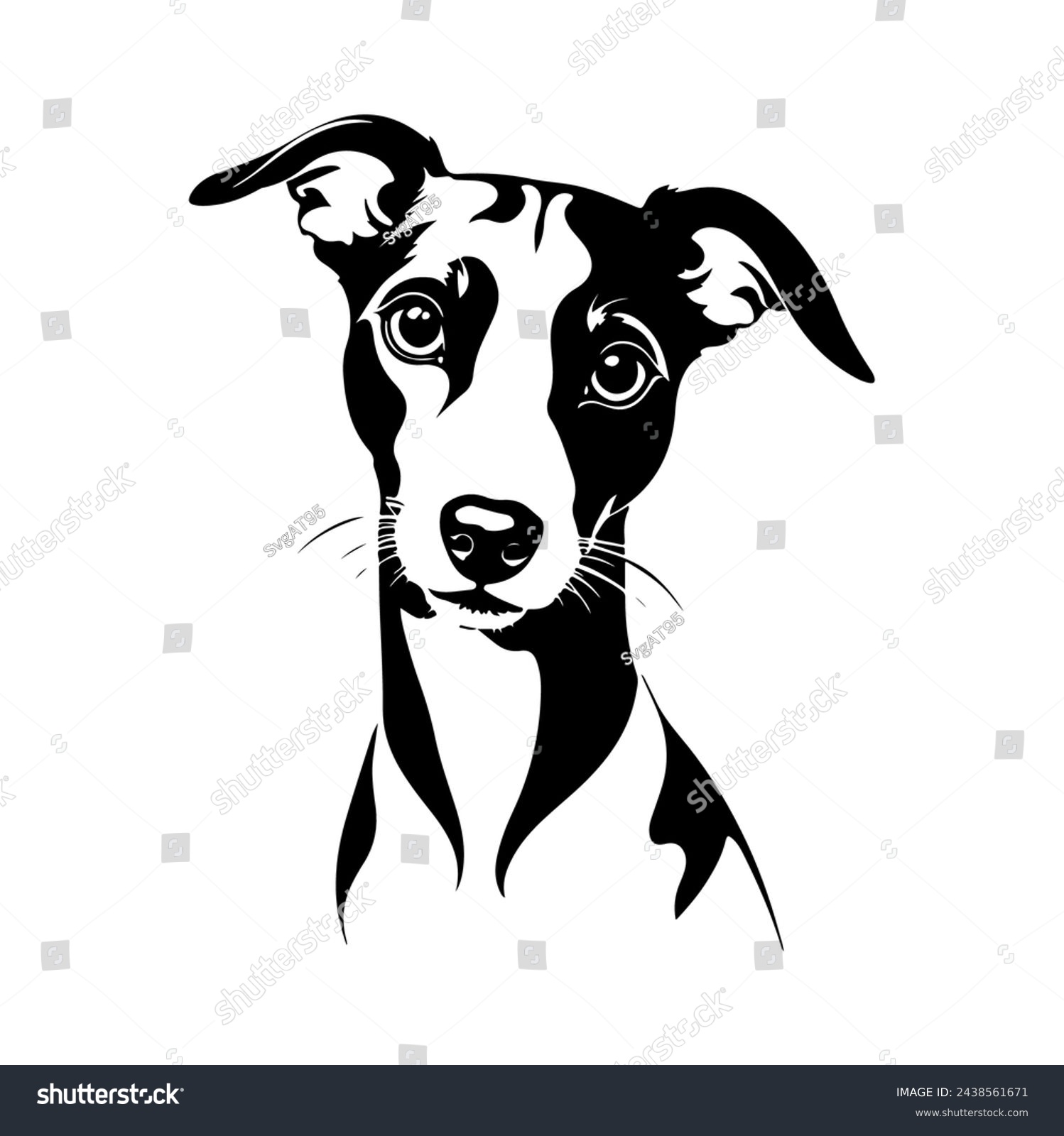 SVG of Portrait of a Whippet Dog Vector isolated on white background, Dog Silhouettes. svg