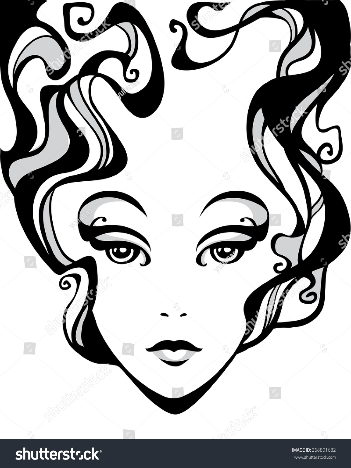 Portrait Of A Woman In The Style Of Art Nouveau Stock Vector ...