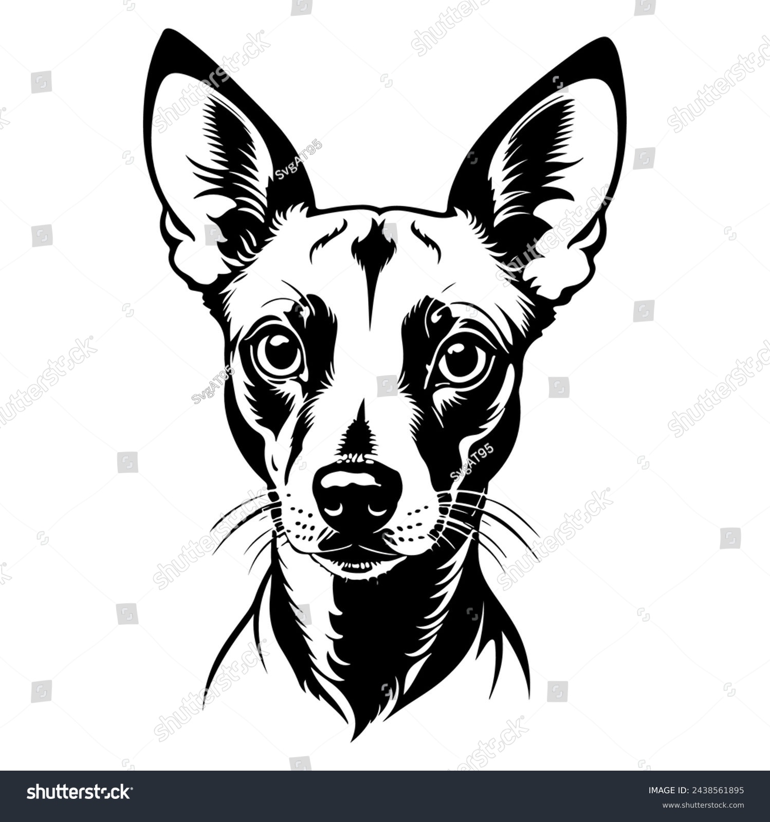 SVG of Portrait of a Xoloitzcuintli (Mexican Hairless Dog) Dog Vector isolated on white background, Dog Silhouettes. svg