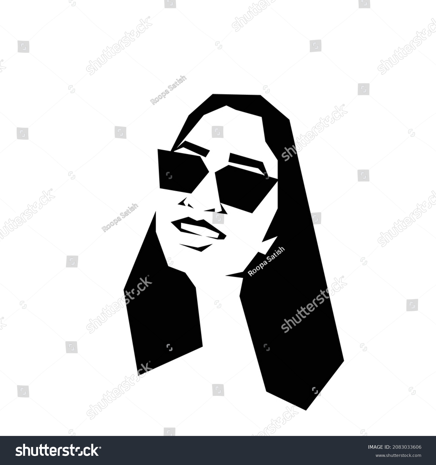 Portrait Indian Woman Sunglasses Stock Vector (Royalty Free) 2083033606 ...