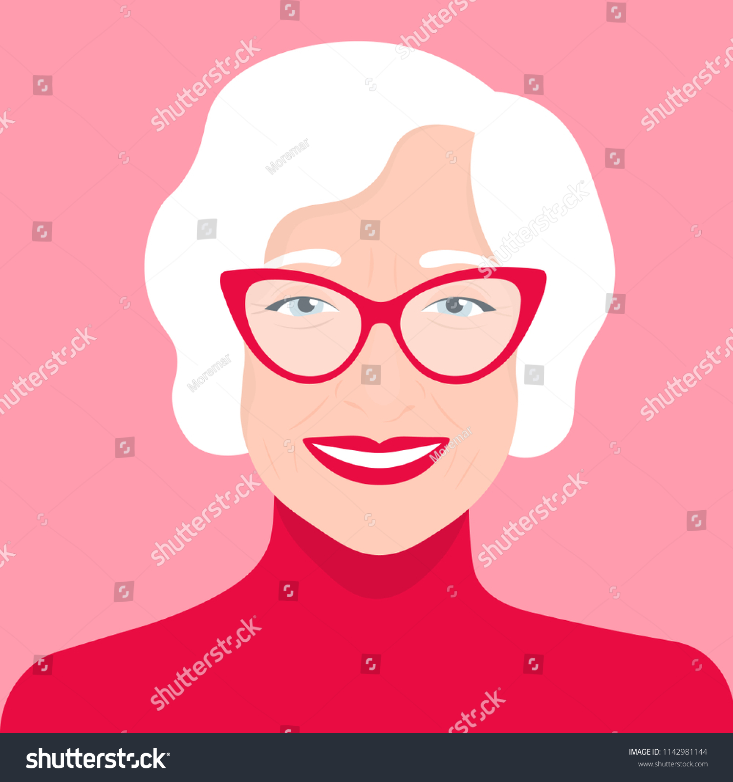 SVG of Portrait of an old woman. Avatar cheerful pensioner. Vector illustration svg