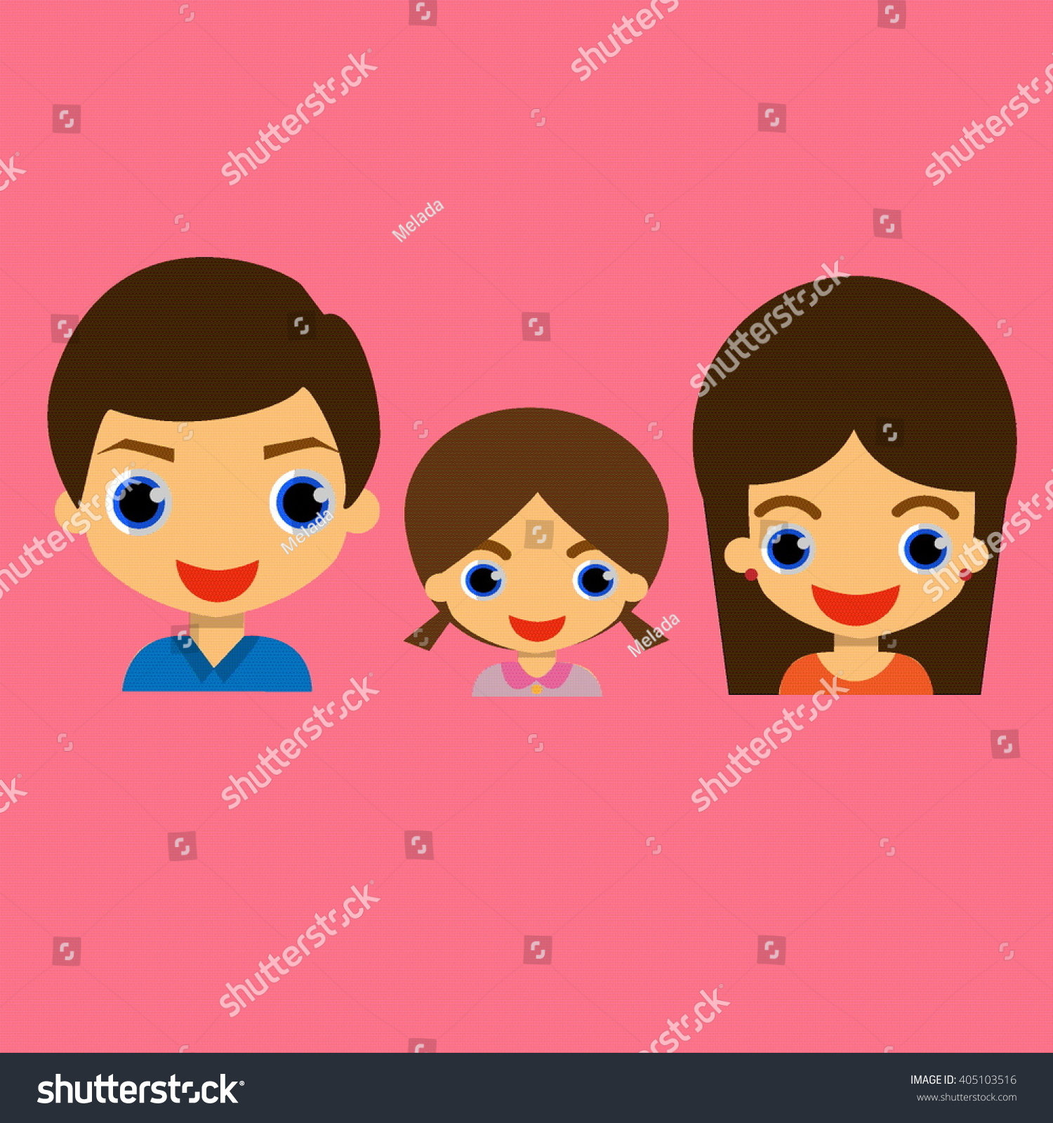 Portrait Four Member Family Vector Posing Stock Vector (Royalty Free ...