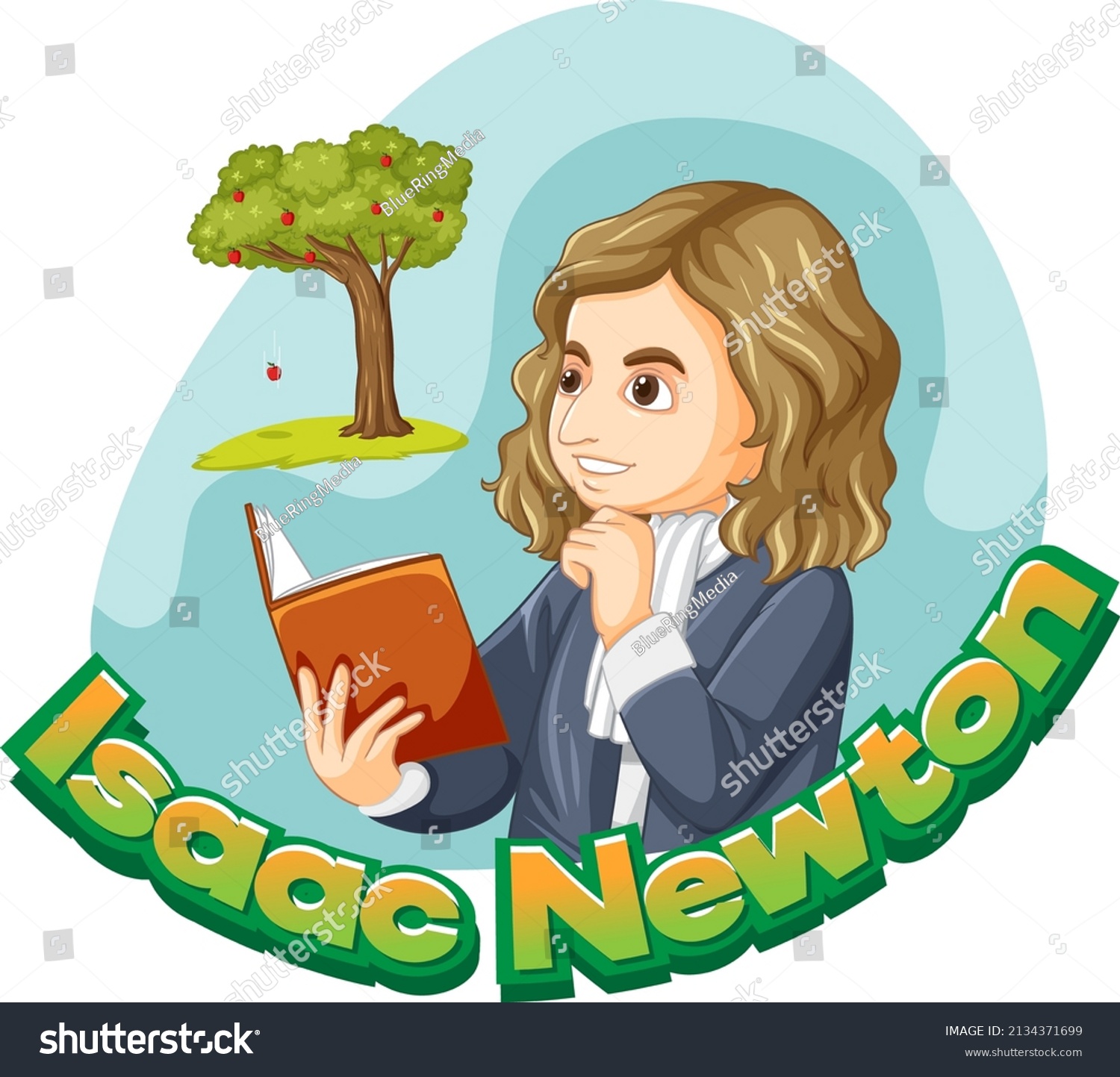 Portrait Isaac Newton Cartoon Style Illustration Stock Vector Royalty Free 2134371699 8959