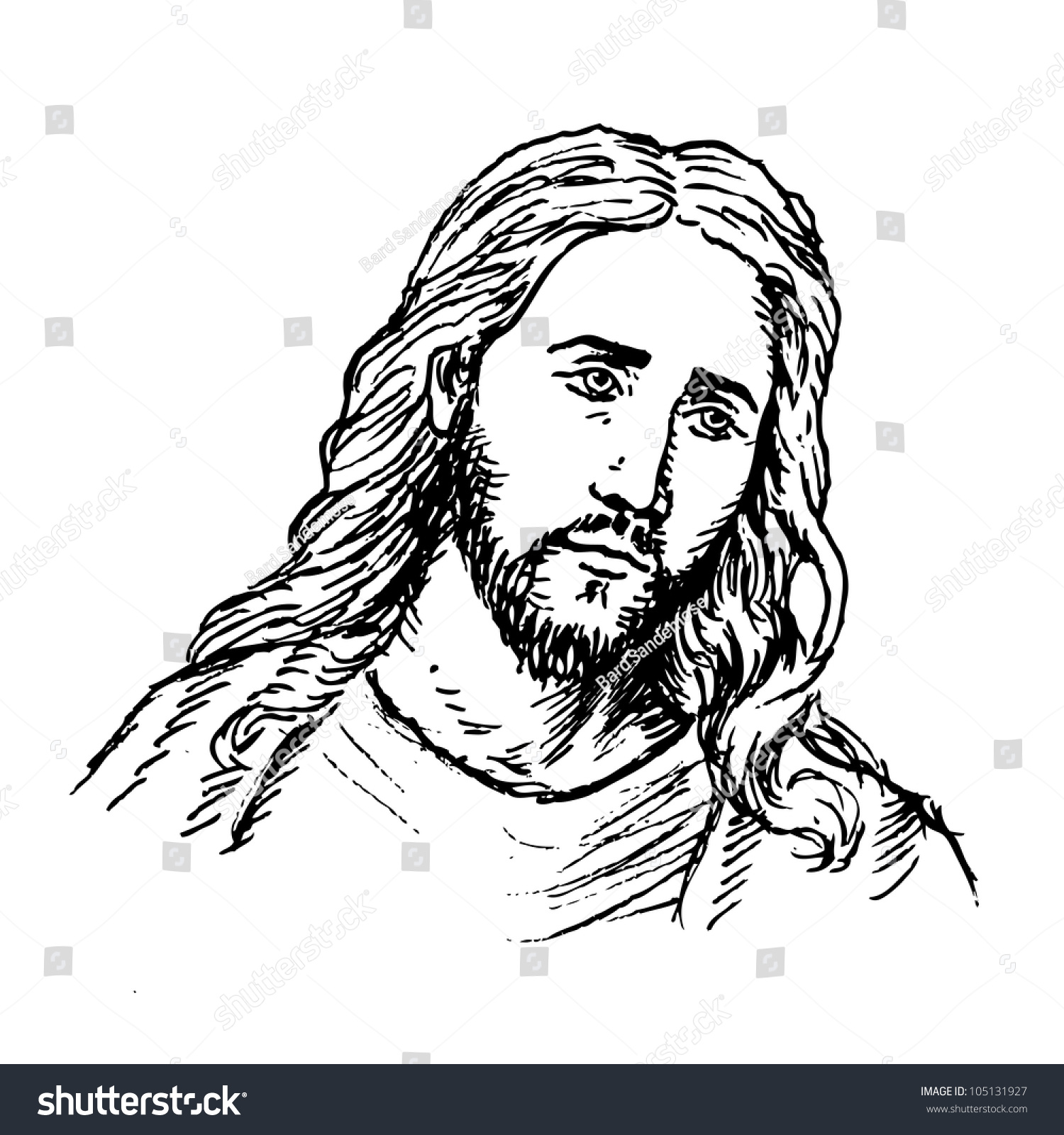 Portrait Jesus Stock Vector 105131927 - Shutterstock