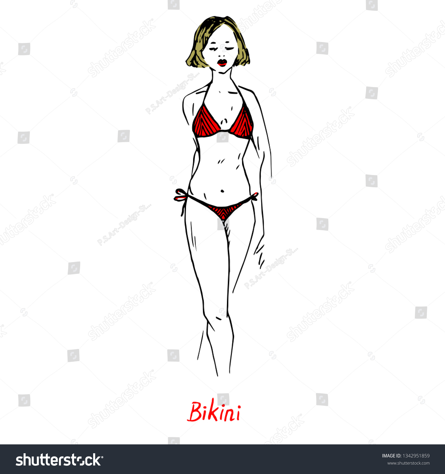 Portrait Sexy Retro Pin Girl Red Stock Vector Royalty Free Shutterstock