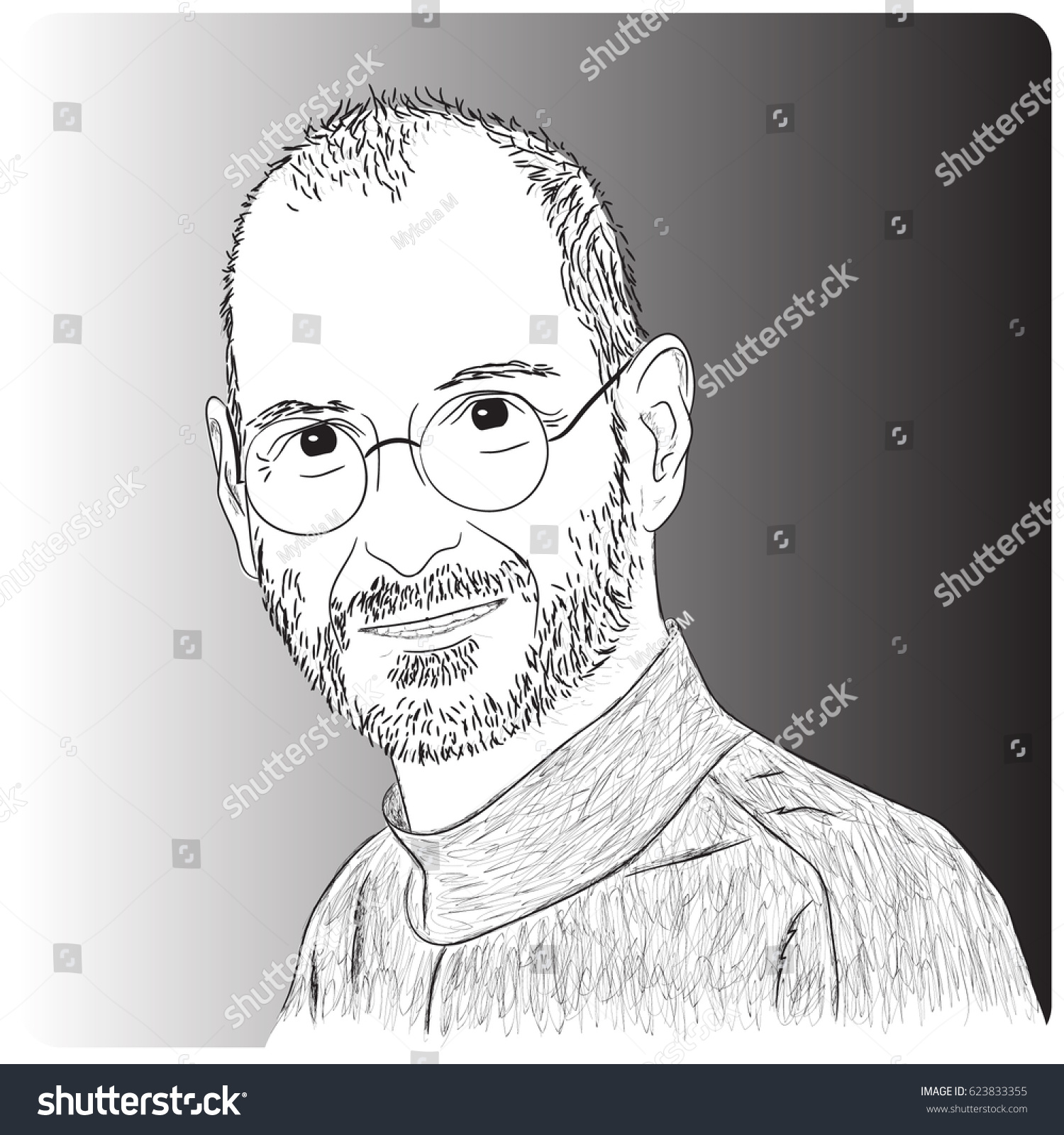 Portrait Steve Jobs Vector Illustration Stock Vector Royalty Free 623833355 2995