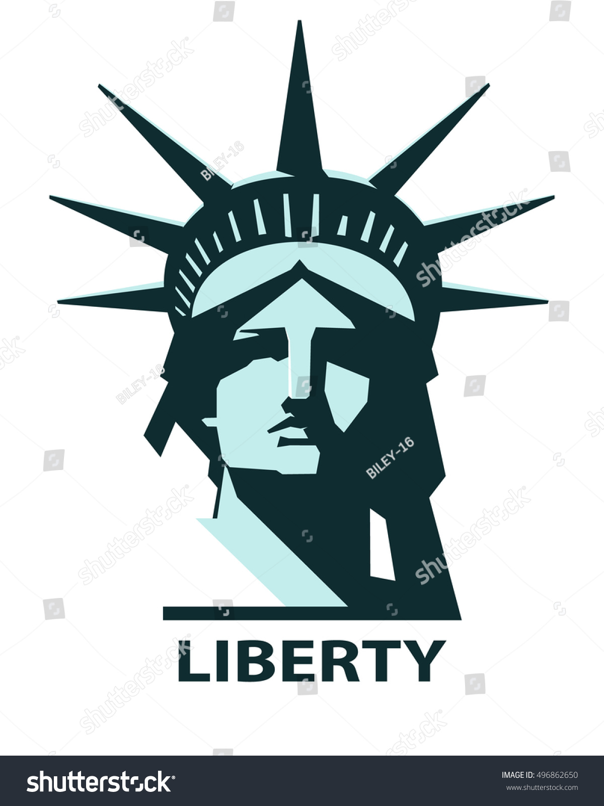 Portrait Statue Liberty Usa Turquoise Green Stock Vector (Royalty Free ...