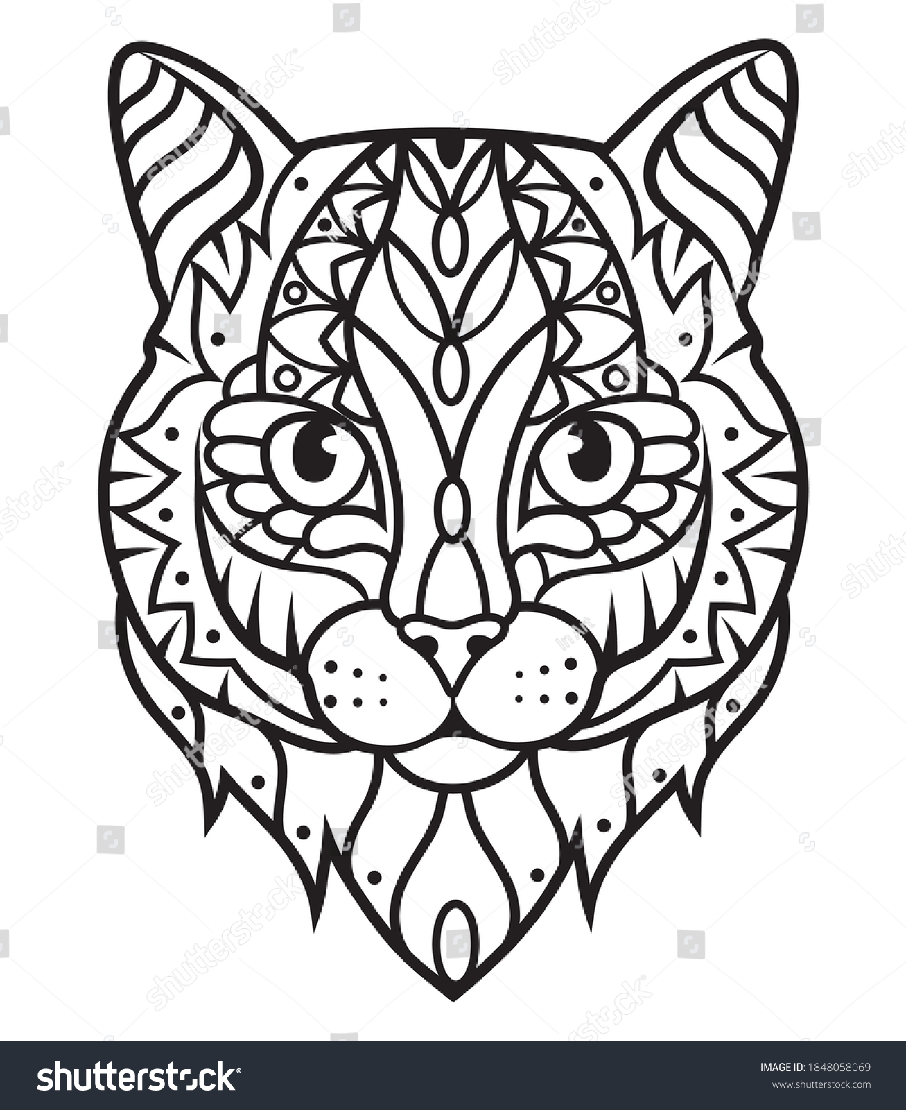 Vektor Stok Portrait Zentangle Cat Illustration Head Cats Tanpa Royalti 1848058069 Shutterstock 8526