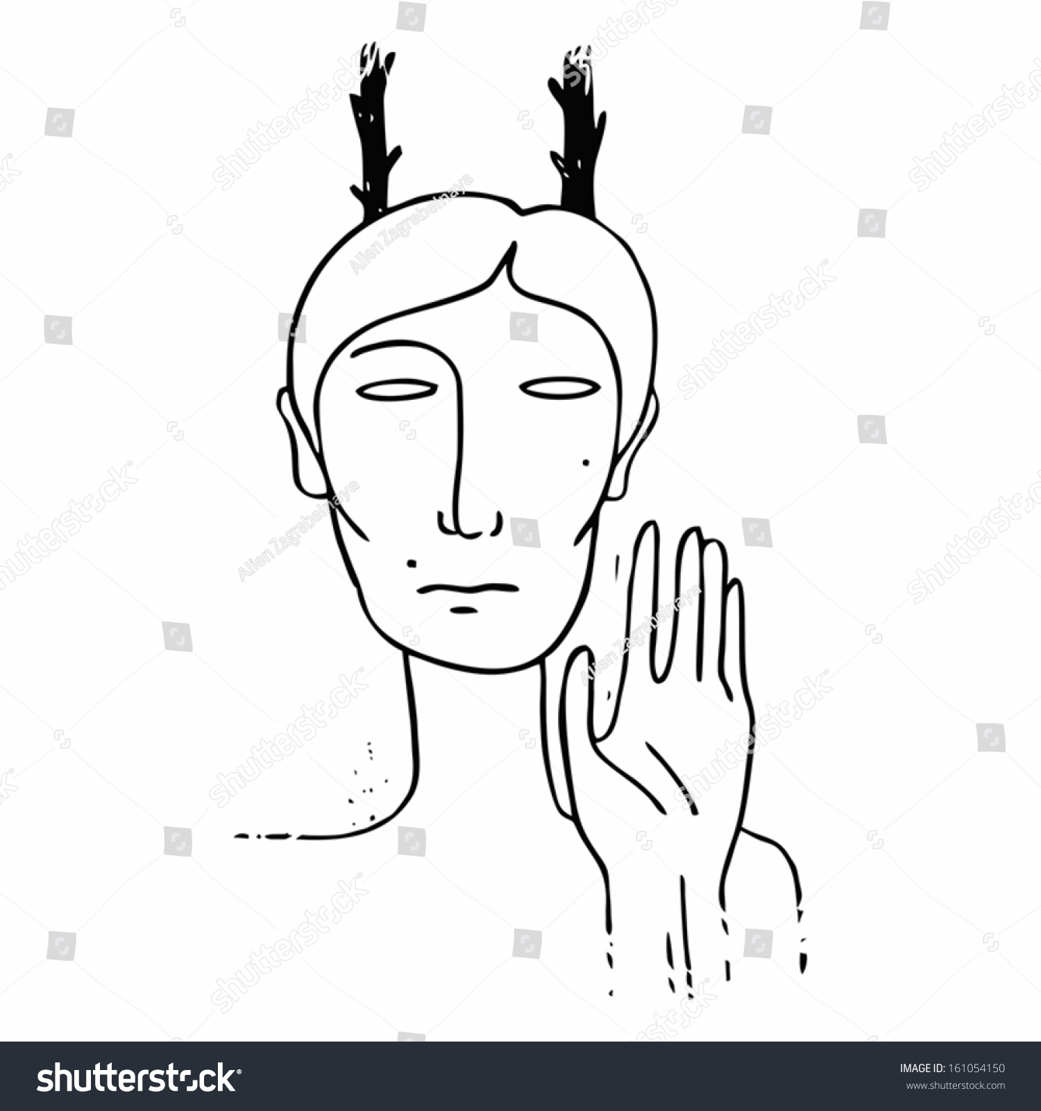 Portrait Horns Stock Vector (Royalty Free) 161054150