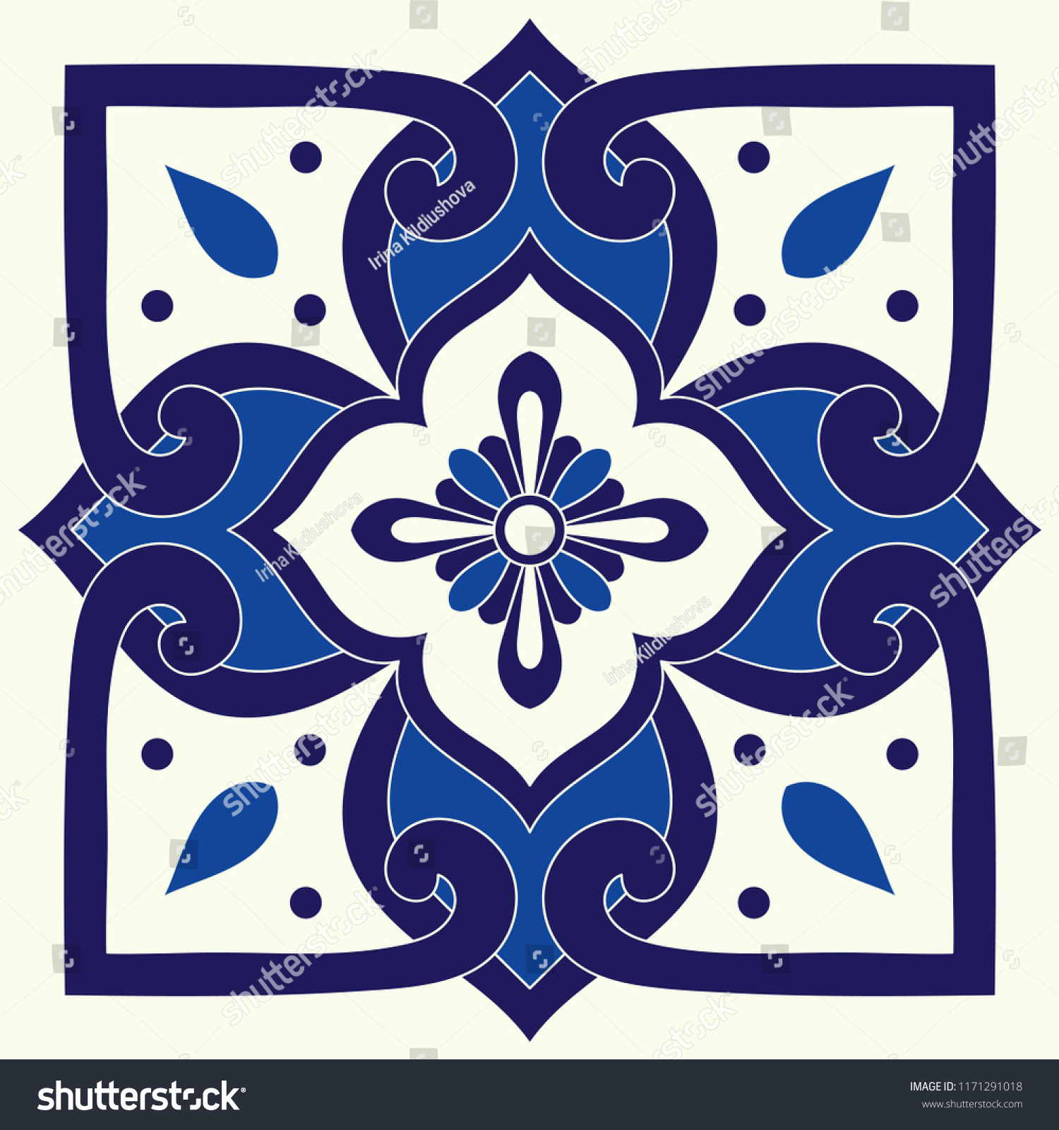 Portuguese Tile Pattern Vector Element Blue Stock Vector (Royalty Free ...