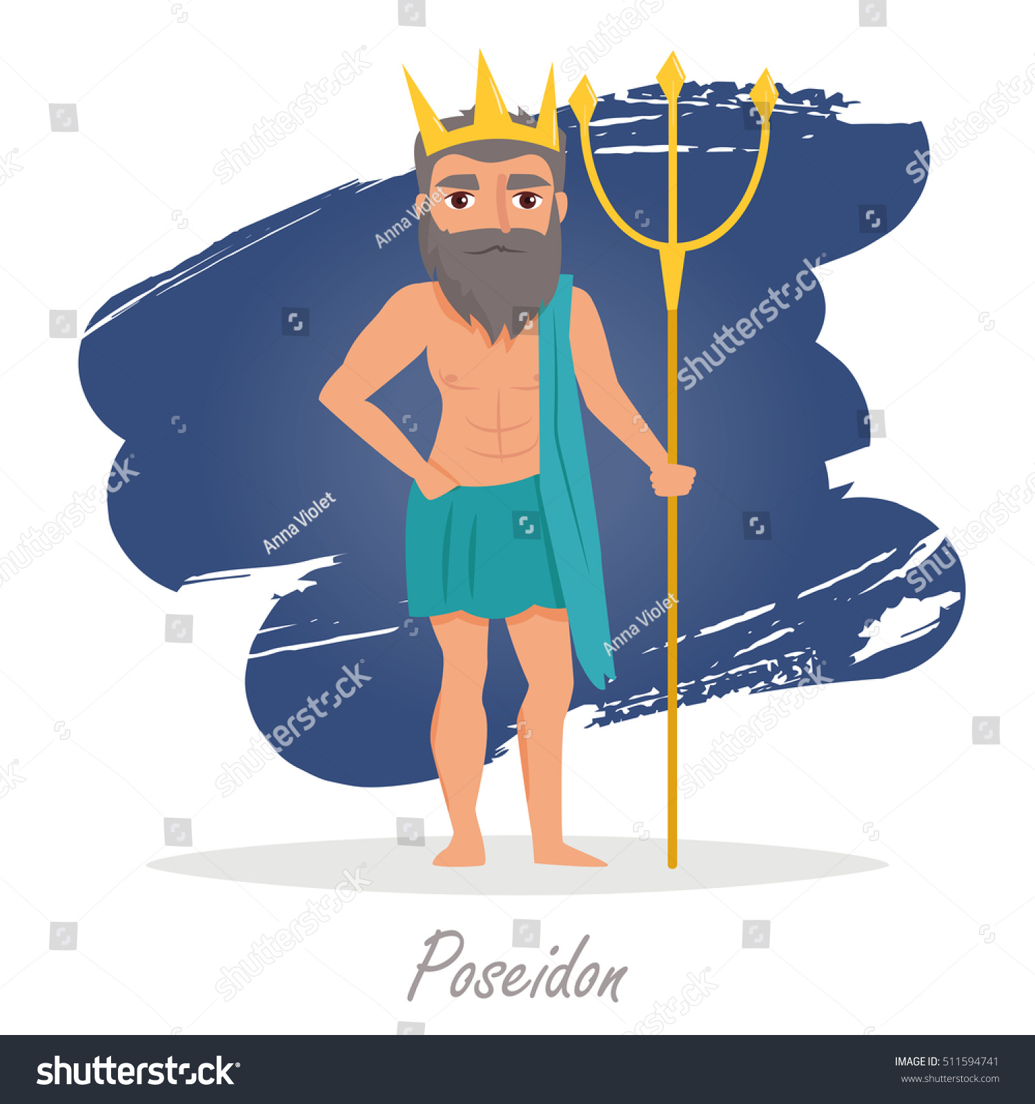 Poseidon Greek Gods Vector Illustration Cartoon Stock Vector Royalty Free