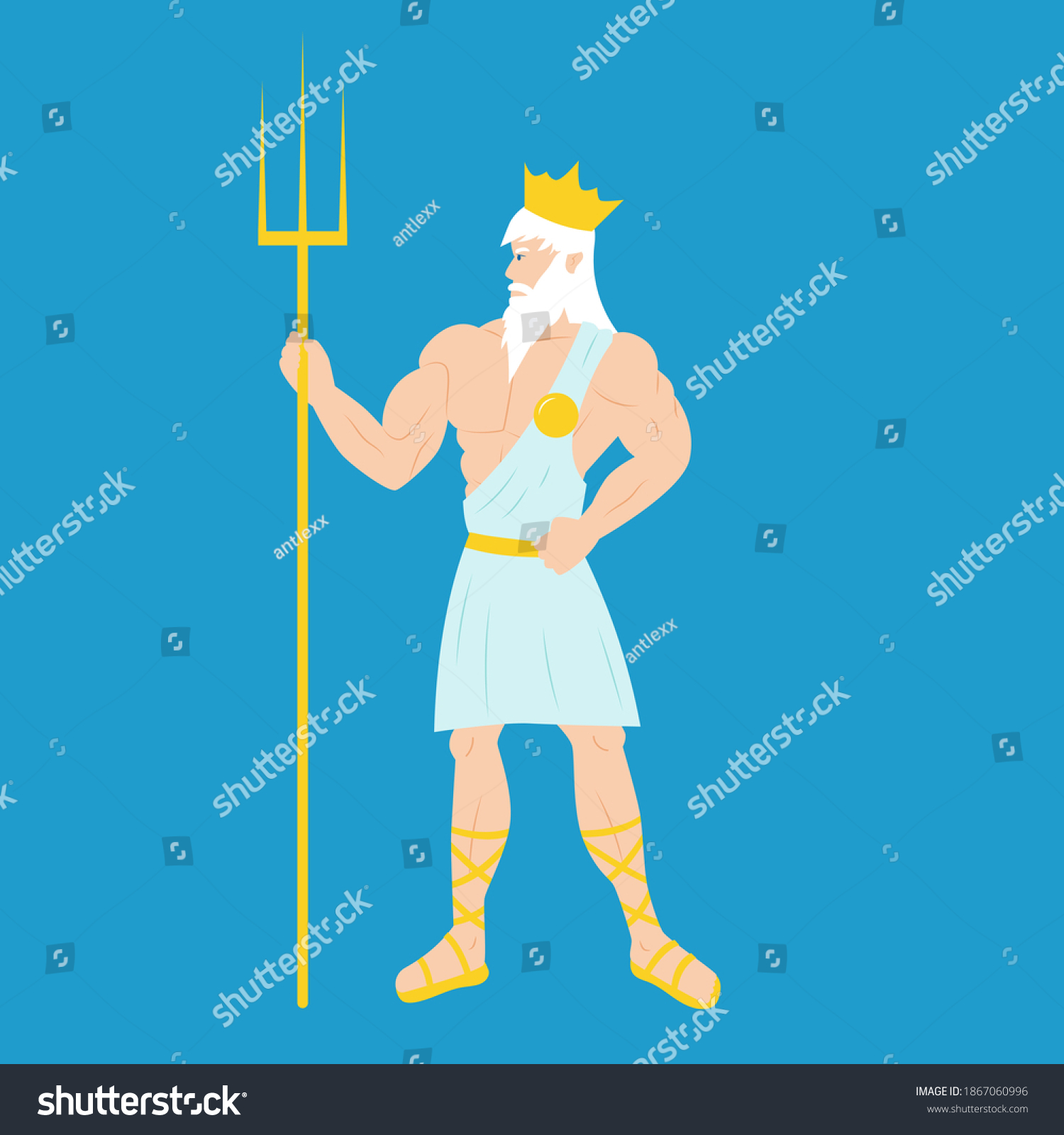 Poseidon Vector Cartoon Illustration Isolated Flat Stock Vector ...