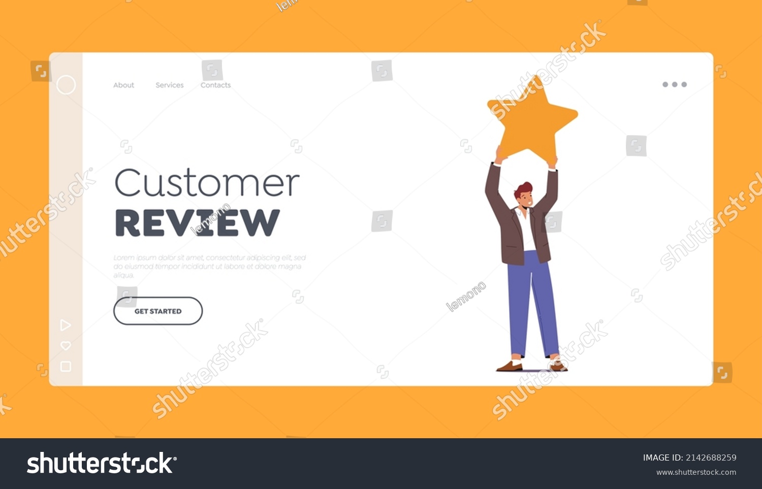 Positive Customer Review Landing Page Template Stock Vector (Royalty ...