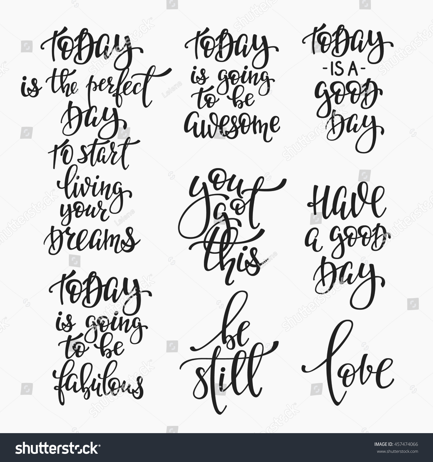 Positive life style inspiration quotes lettering Motivational typography set Calligraphy graphic design element