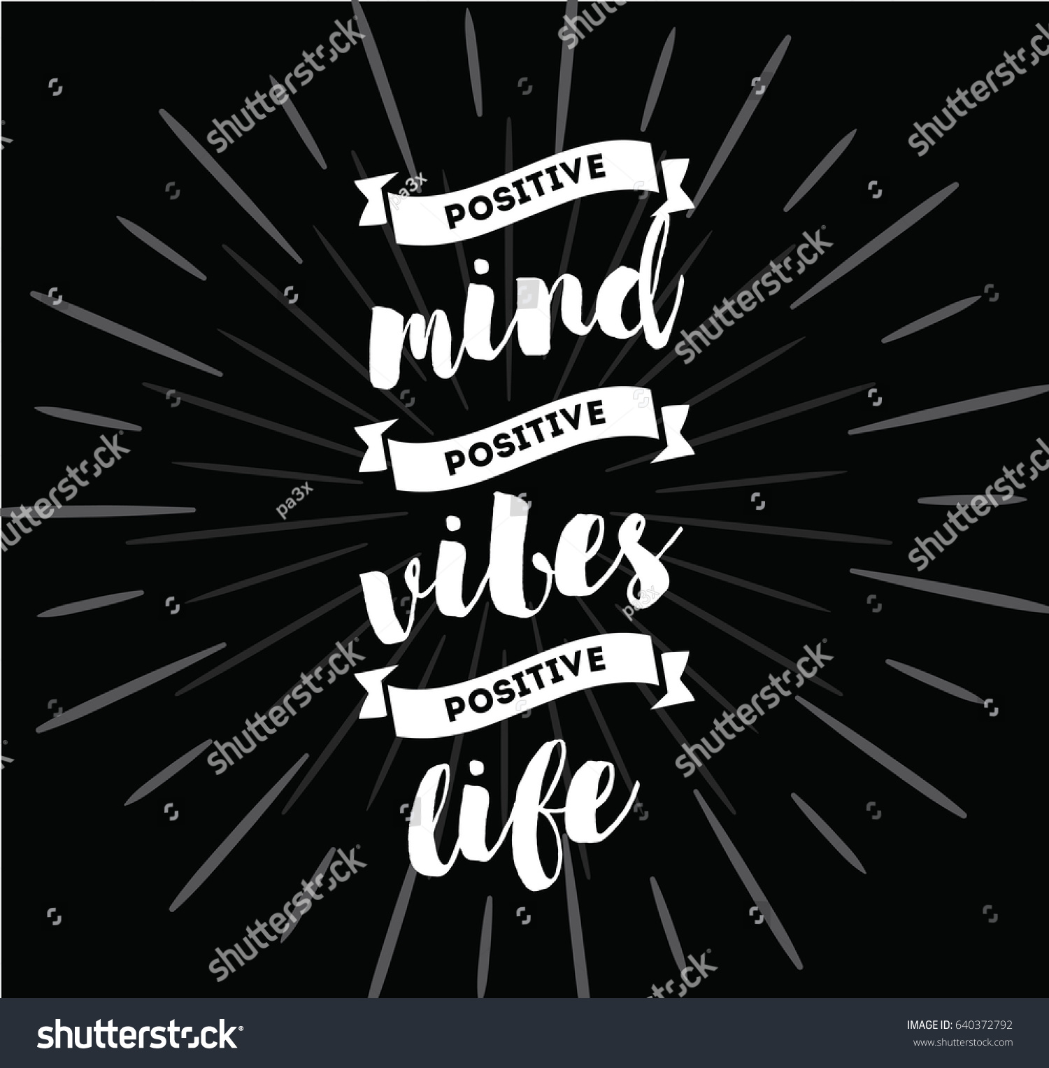 Positive mind positive vibes positive life Inspirational quote motivation Typography for