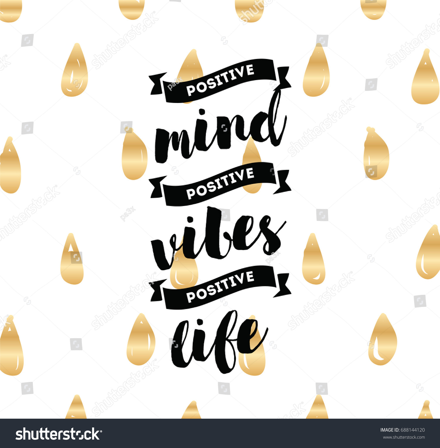 Positive mind positive vibes positive life Inspirational quote motivation Typography for