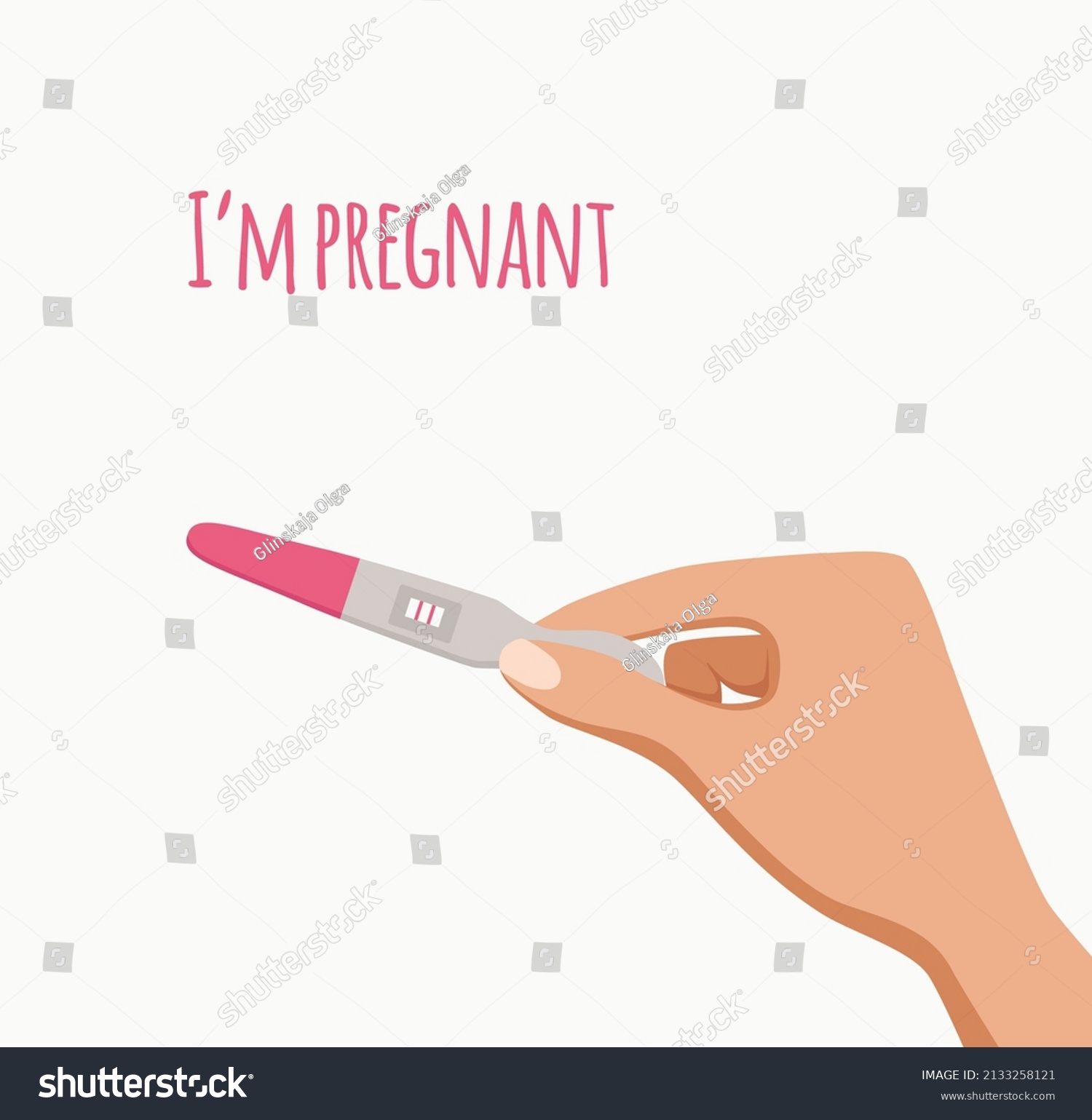 Positive Pregnancy Ovulation Test Woman Hand Stock Vector Royalty Free 2133258121 Shutterstock 0740