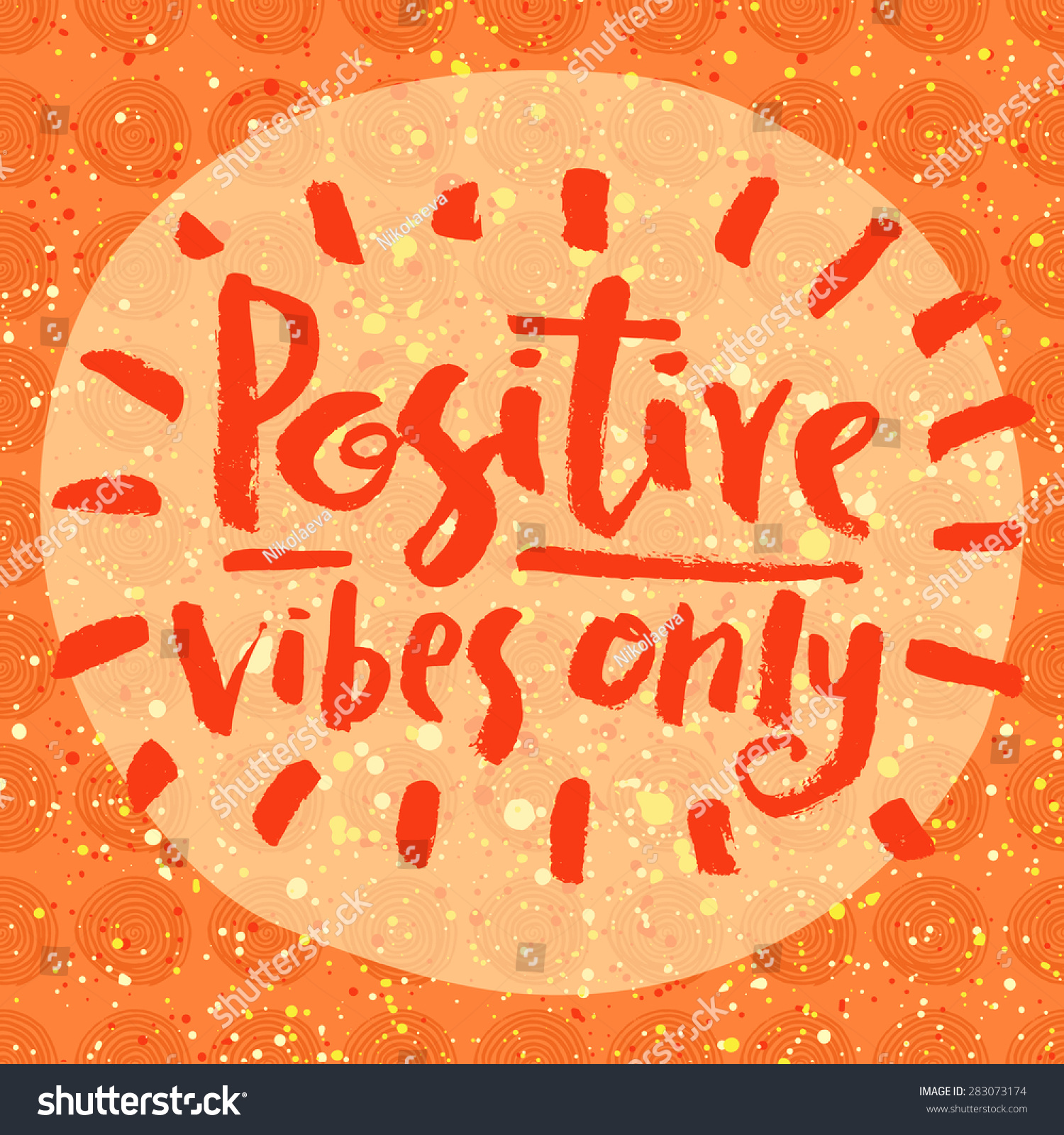 Positive Vibes Only Hand Lettering Quote Stock Vector 283073174 ...