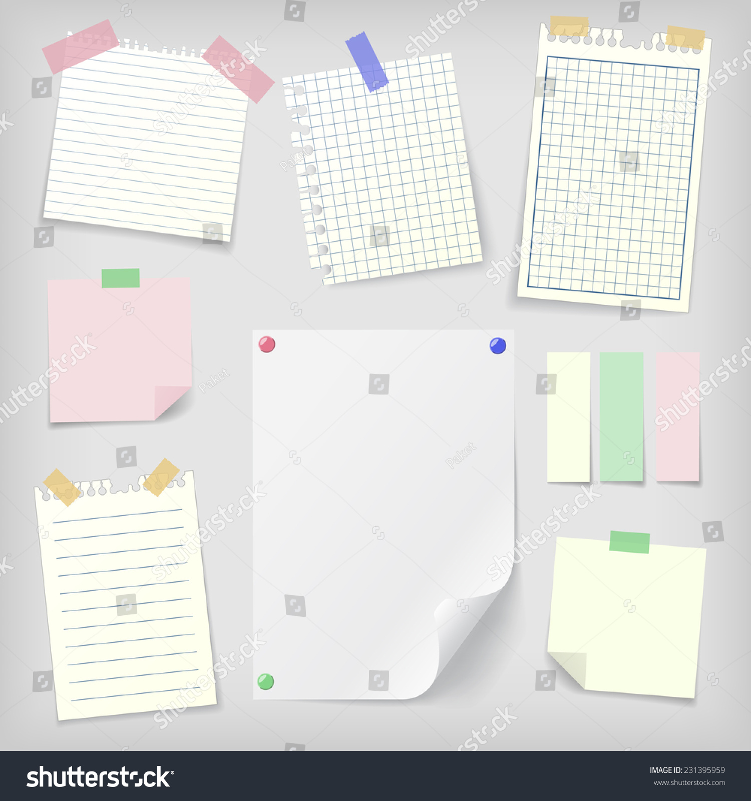 Postit Set Realistic Sticky Notes Lined Stock Vector (Royalty Free ...