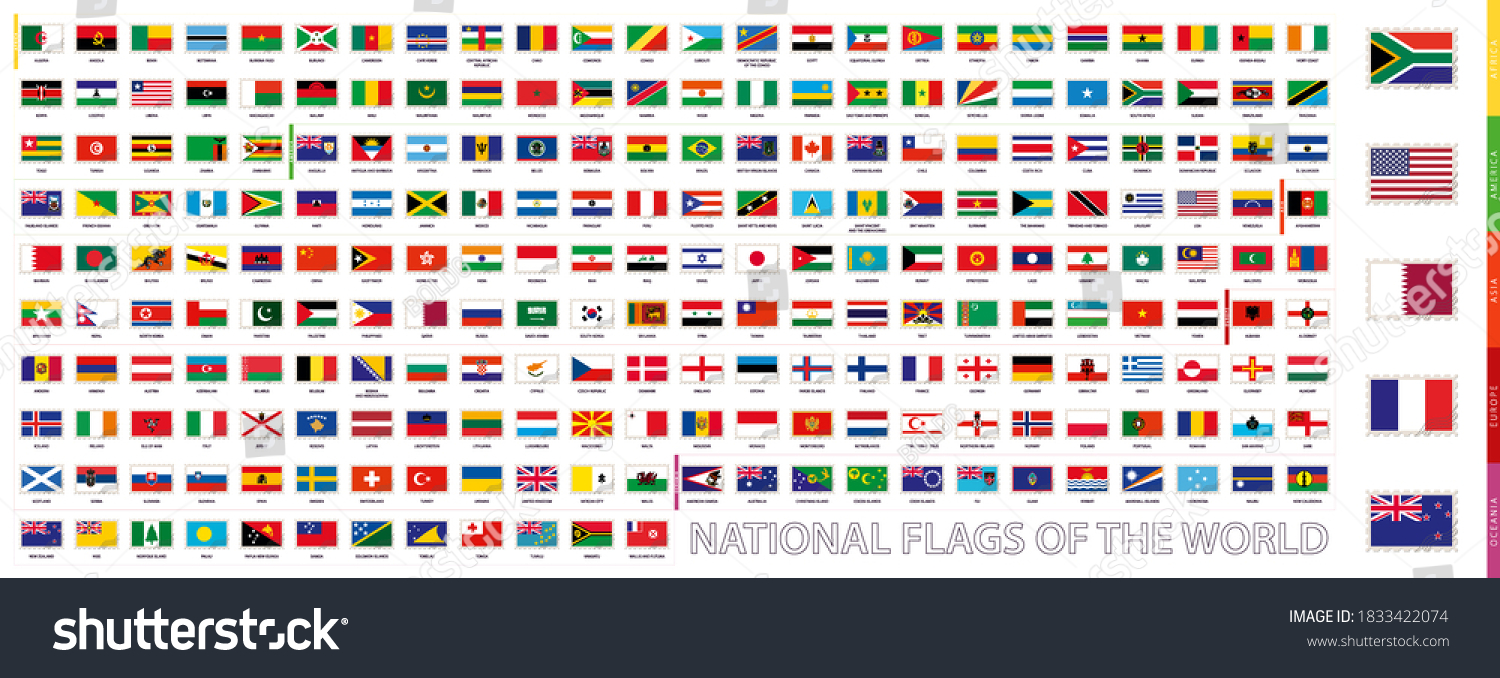 Postage Flag Set National Flags World Stock Vector (Royalty Free ...