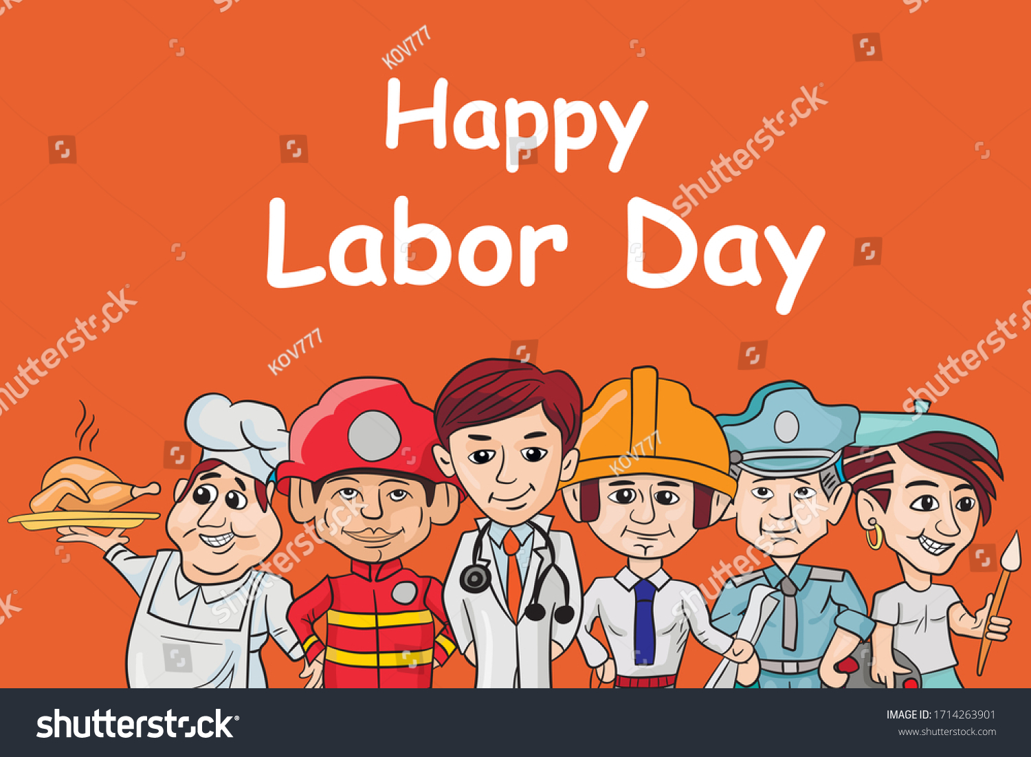 Postcard Labor Day Group Cartoon People Stock Vector (Royalty Free ...