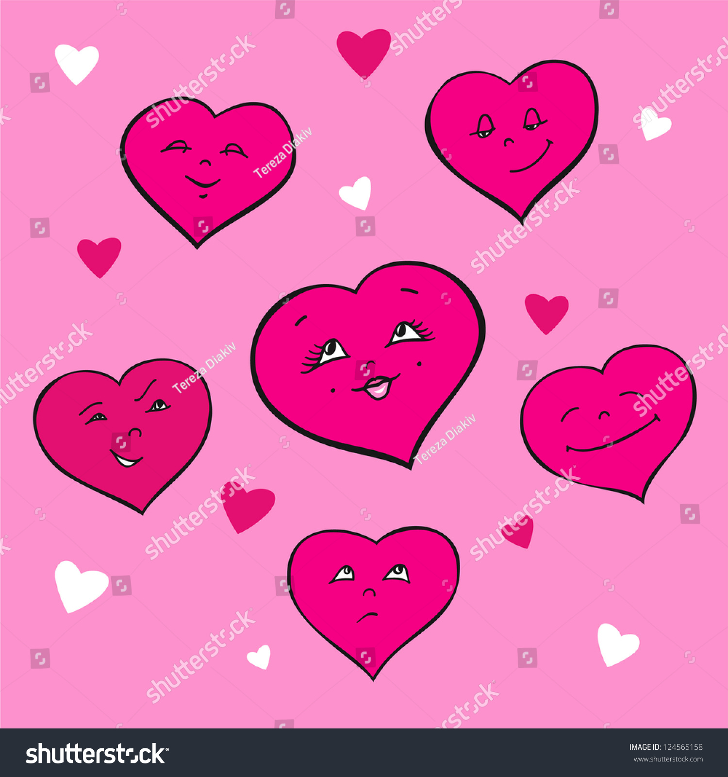 Postcard With Emotional Hearts Stock Vector Illustration 124565158 ...