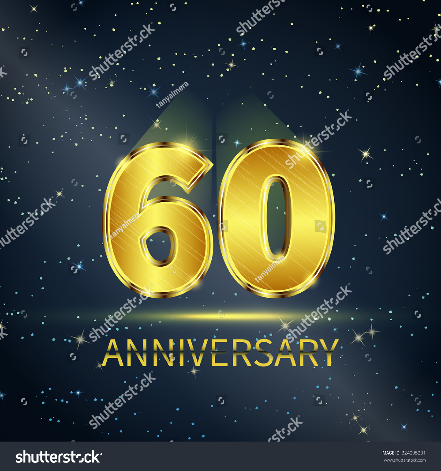 SVG of Postcard 60 years anniversary of golden numbers on dark starry sky svg