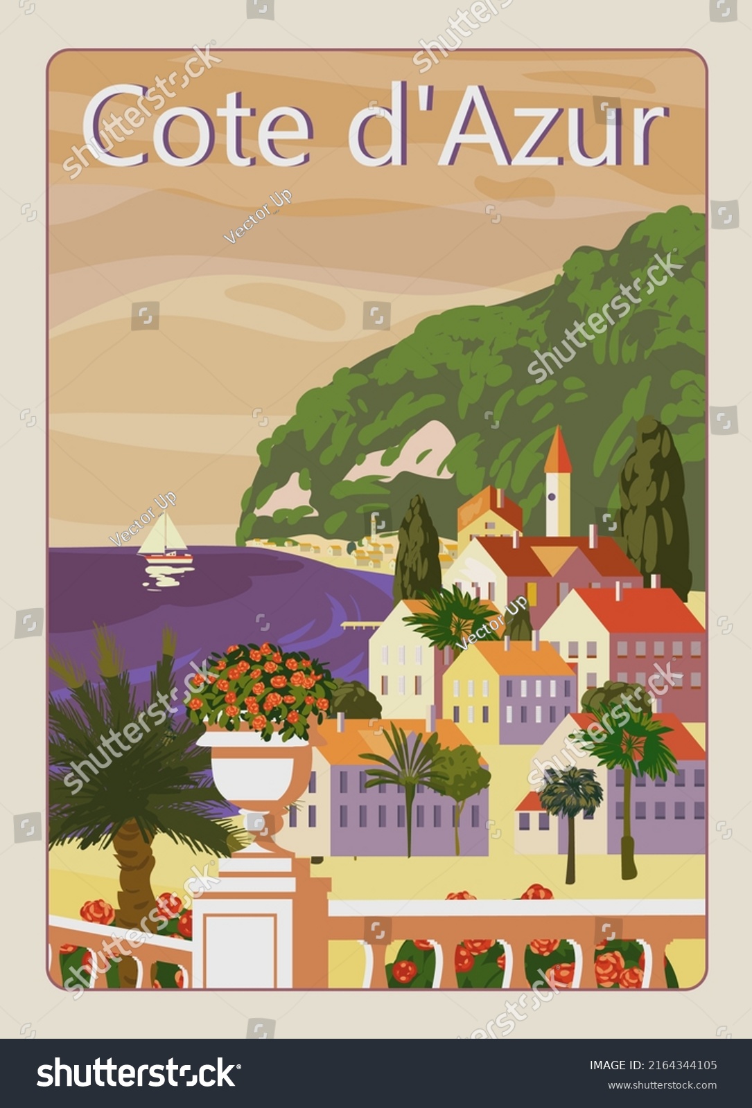 Poster Cote De L Azur French Stock Vector (Royalty Free) 2164344105 ...