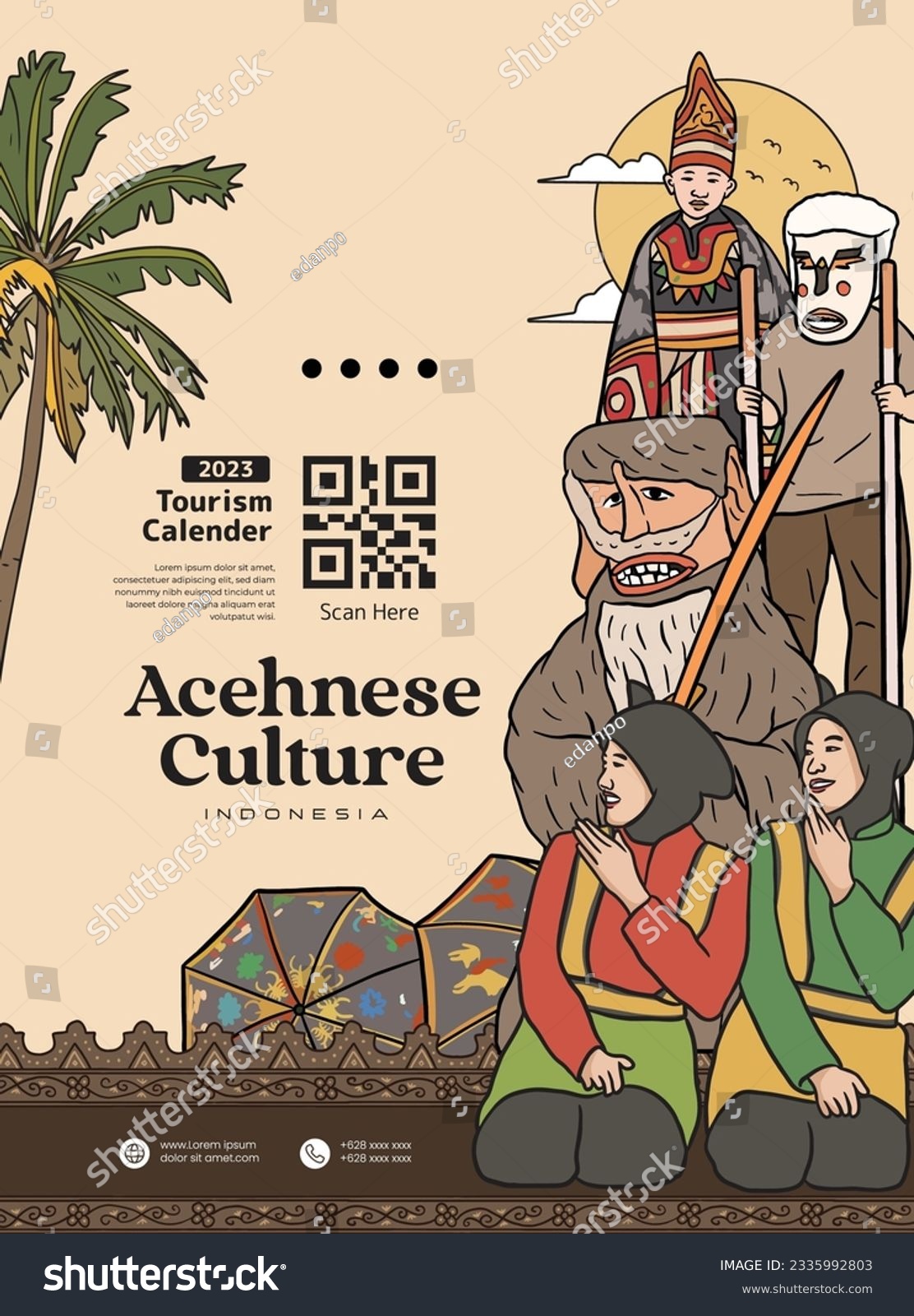 SVG of Poster event layout template for tourism with Aceh culture illustration svg