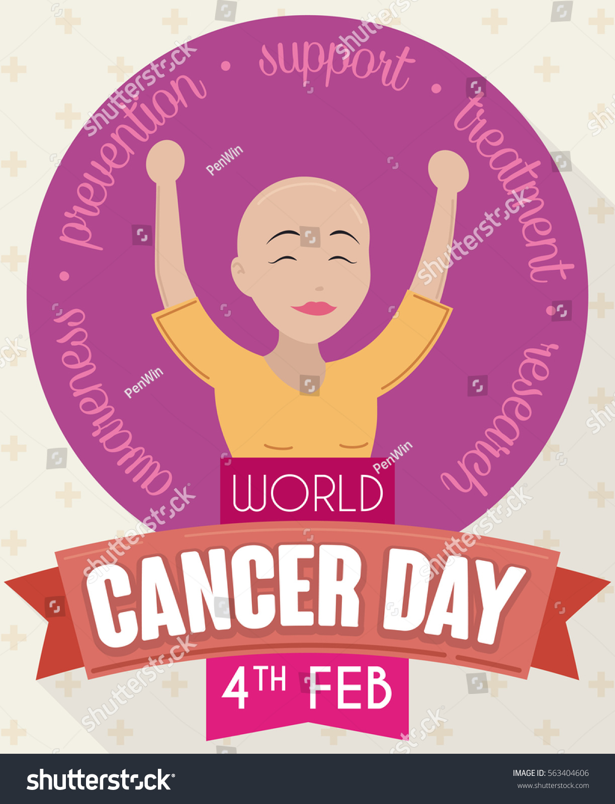 Poster Flat Style World Cancer Day Stock Vector Royalty Free