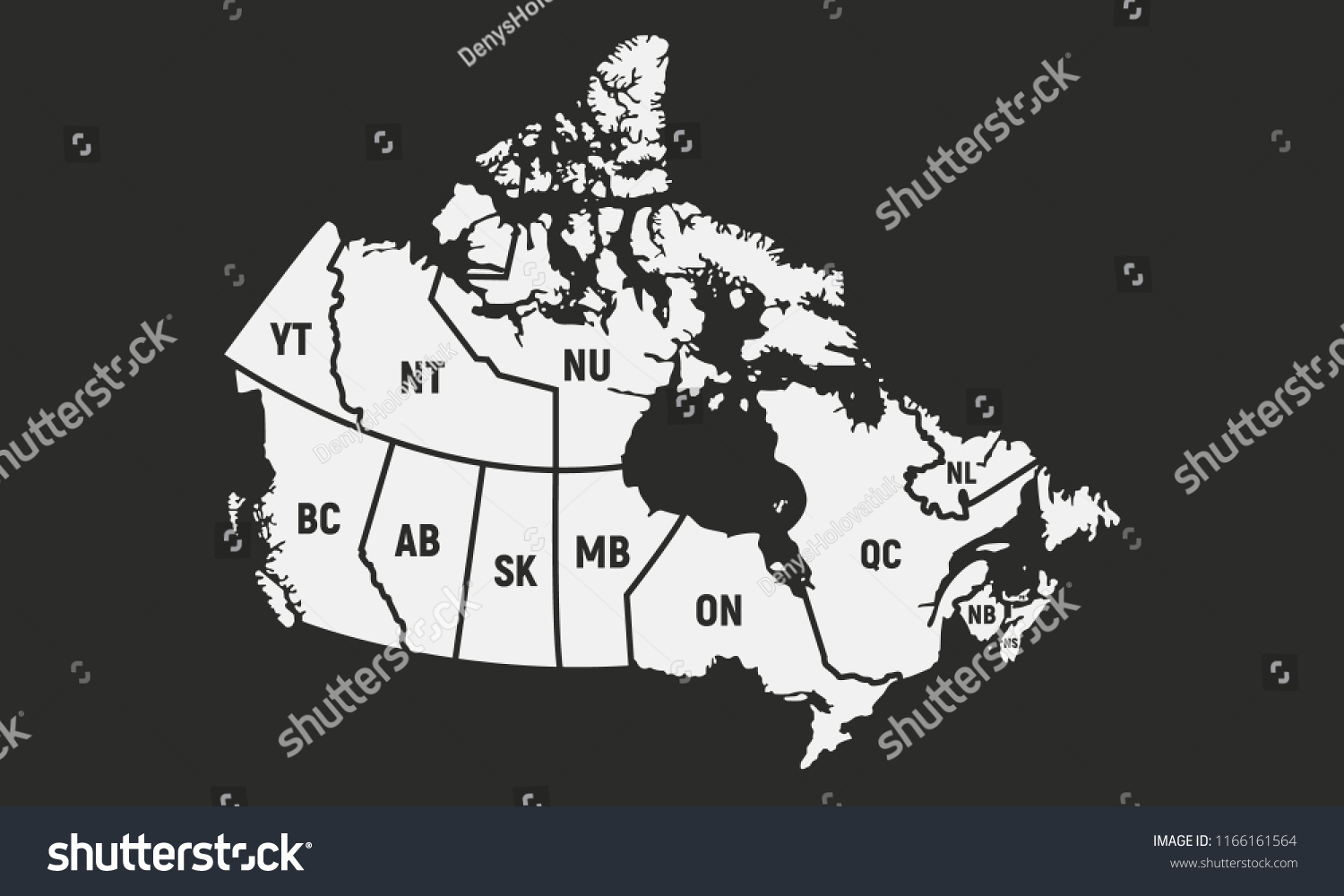 Poster Map Canada Short Provinces Territories Stock Vector (Royalty