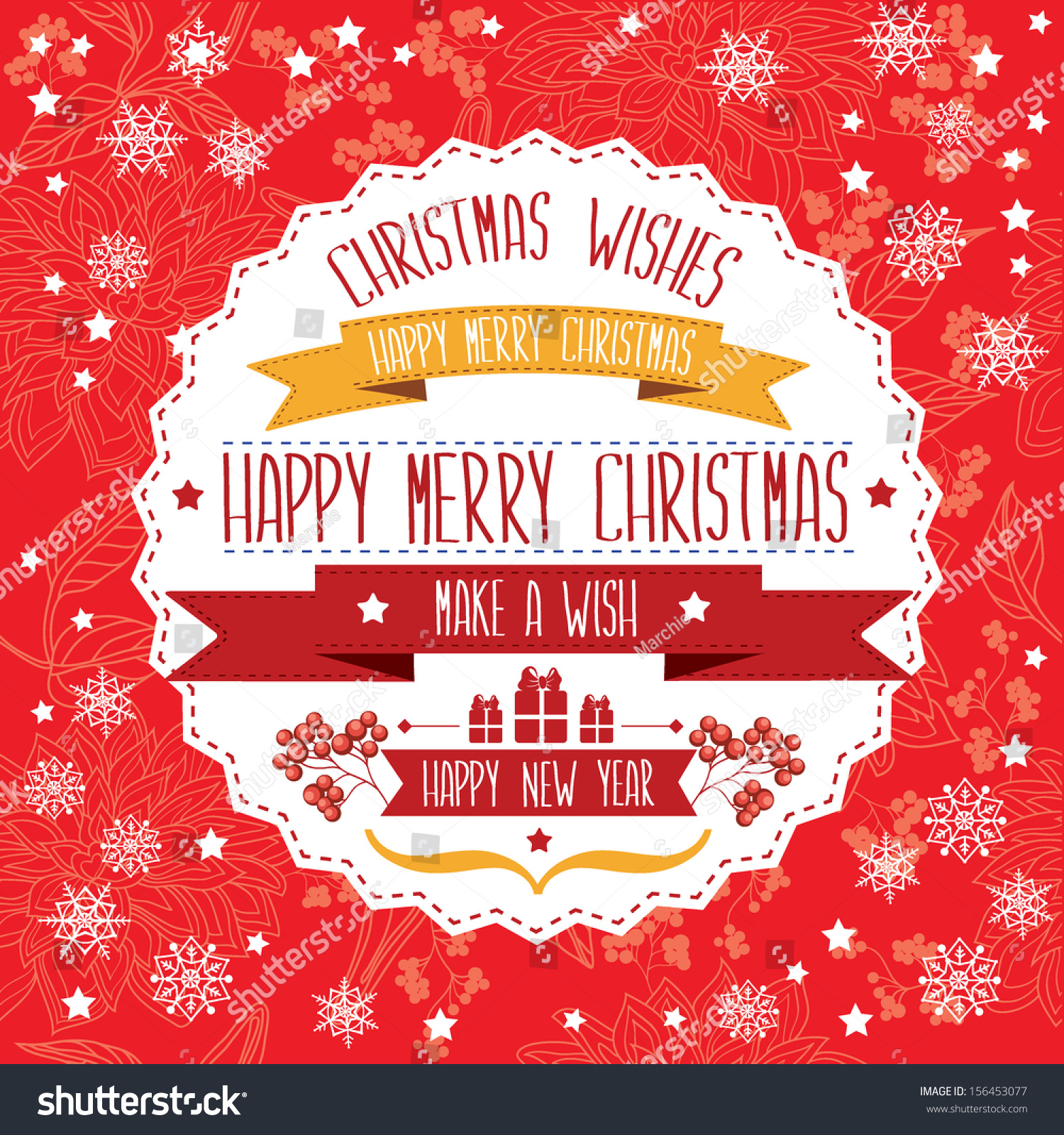 Poster Merry Christmas.Typography.Vector Illustration. - 156453077 ...