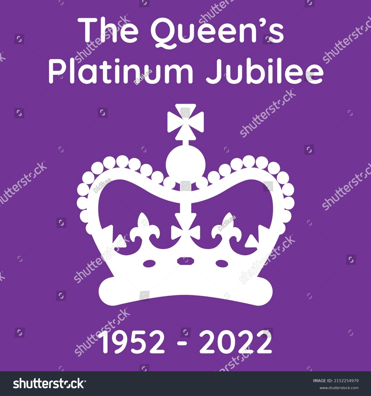 SVG of Poster of The Queen's Platinum Jubilee. 1952-2022. The Queen will become the first British Monarch to celebrate a Platinum Jubilee after 70 years of service.  svg