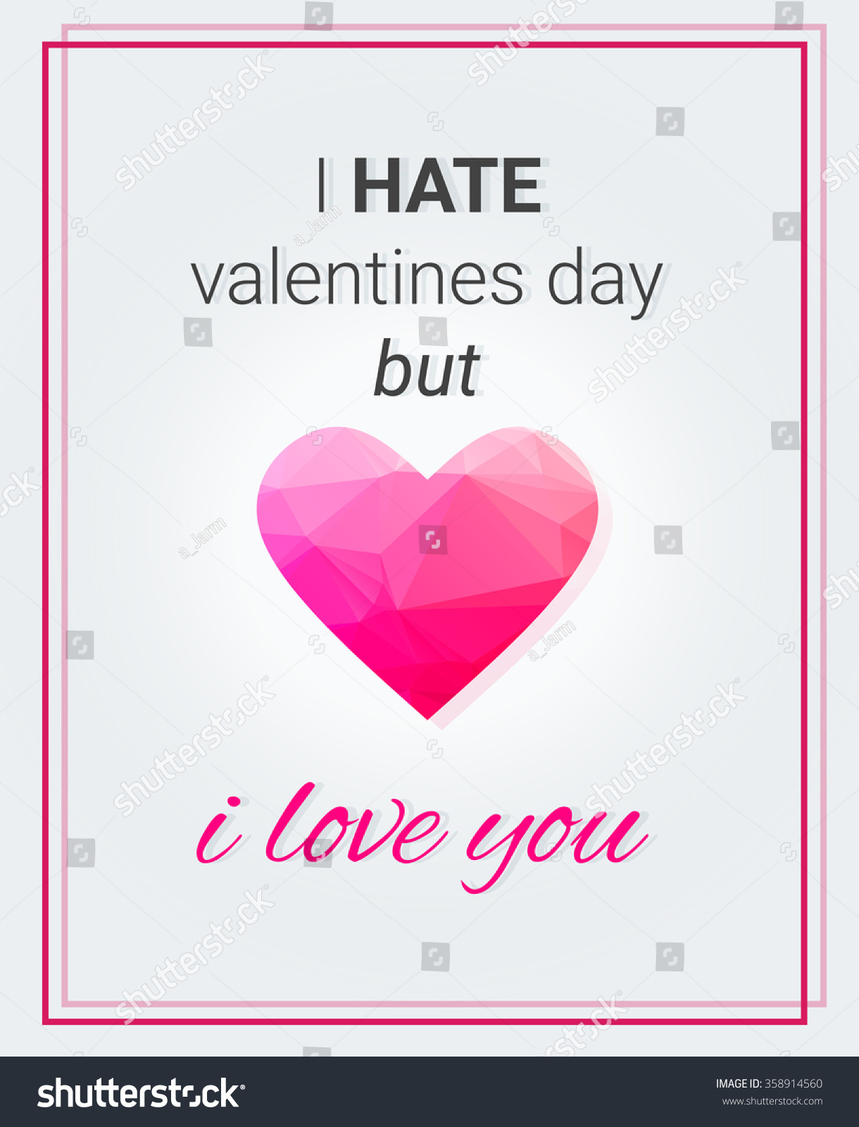 Poster Heart Text Hate Valentines Day Stock Vector Royalty Free